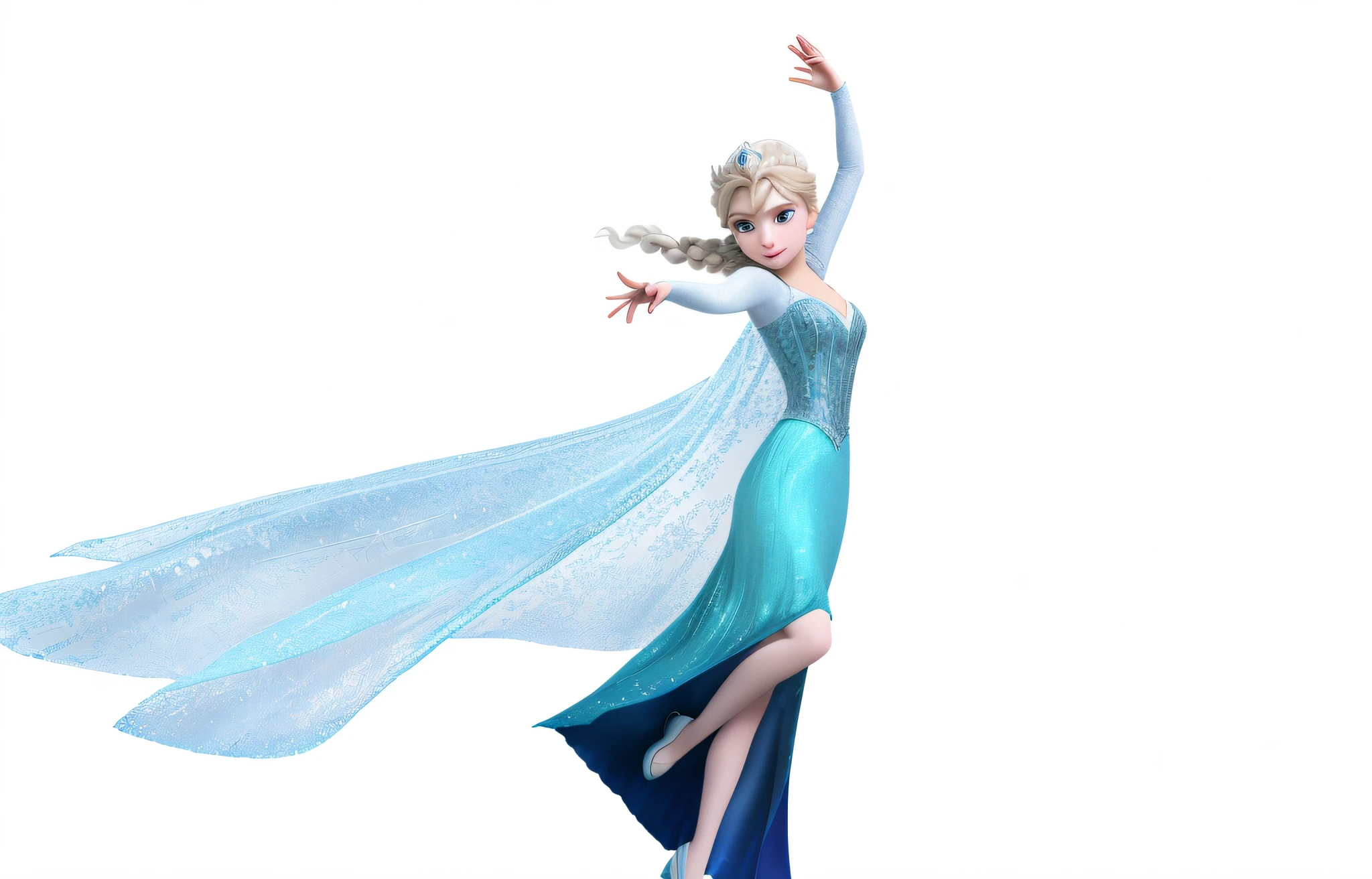 Close-up of a man in a blue dress and a long cloak, Elsa, 《frozzen》Elsa, elsa frozen, beautiful elsa, emma watson as the queen of ice, frozen in motion, frozen like a statue, portrait of elsa of arendelle, she is dancing. Realistic, Frozen, elegant floating pose, 《frozzen》Portrait of Elsa in , Ice Princess, frozen time effect