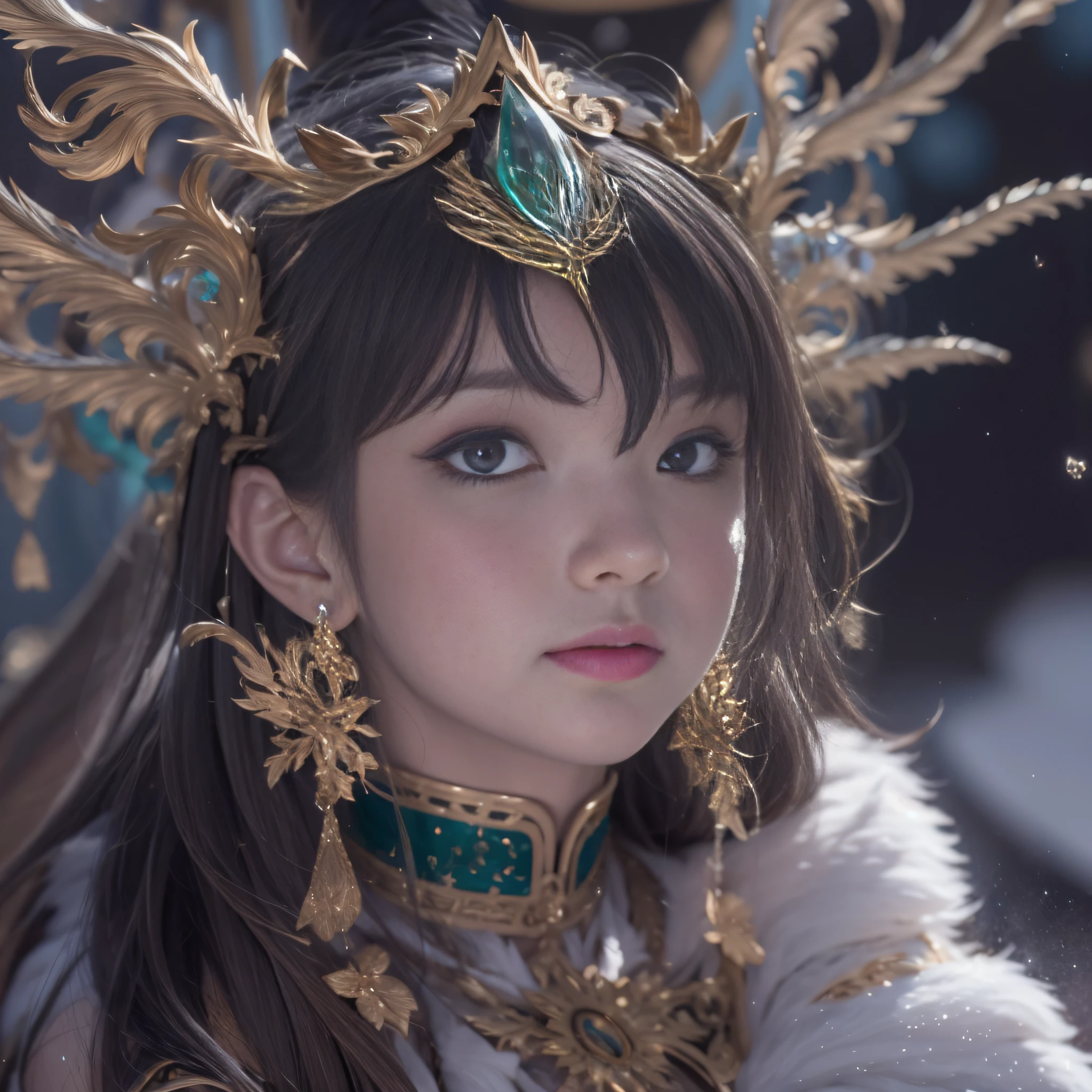 16k(tmasterpiece,k hd,hyper HD,16k)short detailed hair,Gold jewelry area in the back room,Smoke ring girl ,Bronze Dragon Protector (realisticlying:1.4),Python pattern robe,Purple-pink tiara,Snowflakes fluttering,The background is pure,Hold your head high,Be proud,The nostrils look at people, A high resolution, the detail, RAW photogr, Sharp Re, Nikon D850 Film Stock Photo by Jefferies Lee 4 Kodak Portra 400 Camera F1.6 shots, Rich colors, ultra-realistic vivid textures, Dramatic lighting, Unreal Engine Art Station Trend, cinestir 800,Hold your head high,Be proud,The nostrils look at people