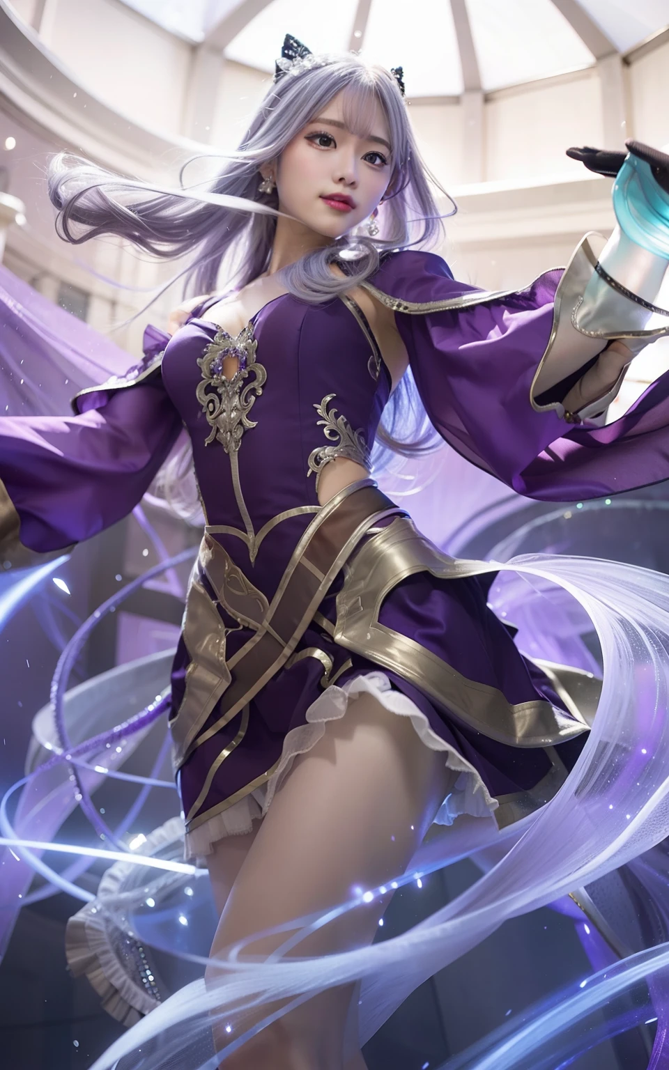 Gunevere amethyst dance,Silver hair, purple dress,