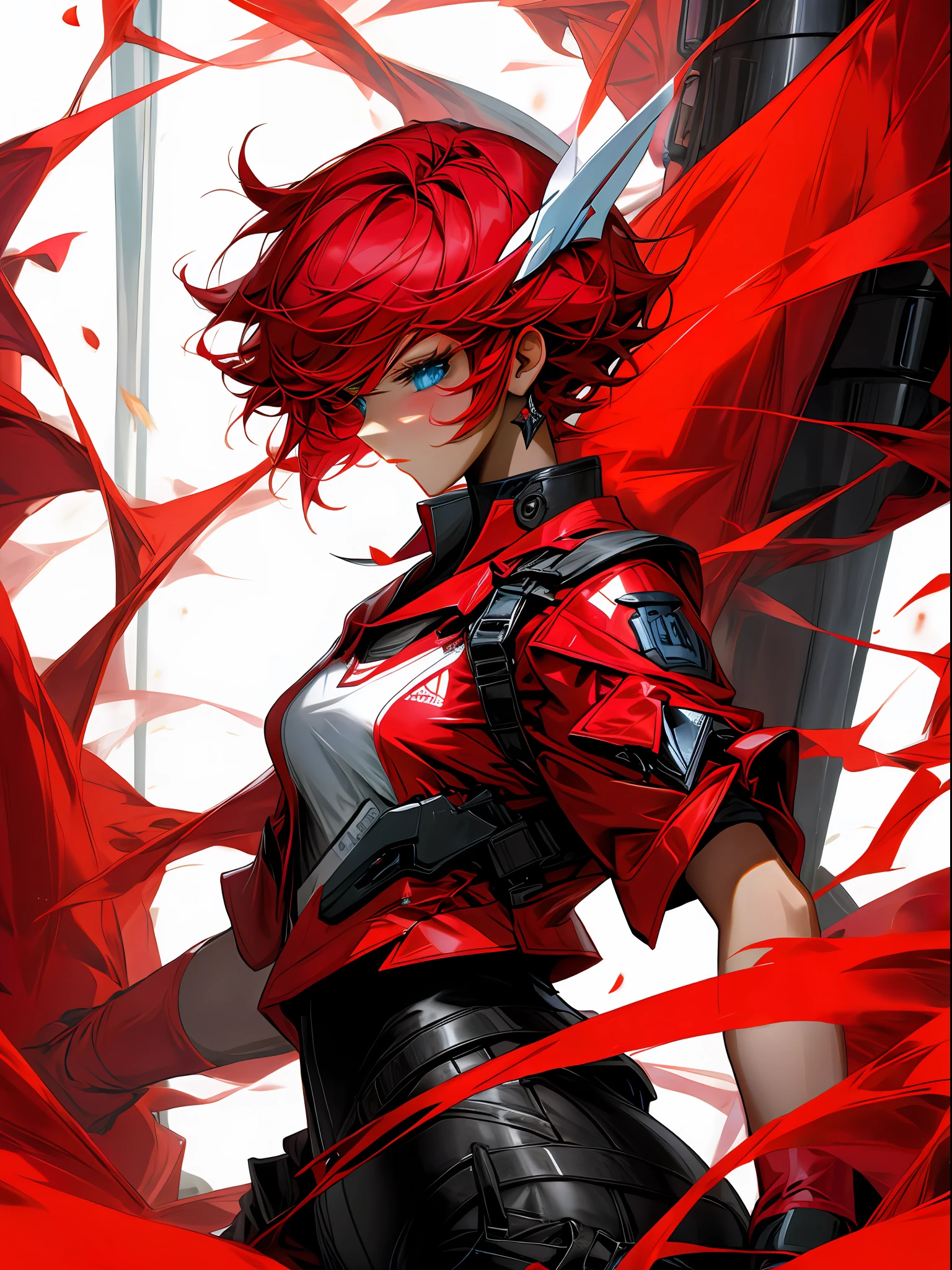 Beauty with short hair,Red clothes