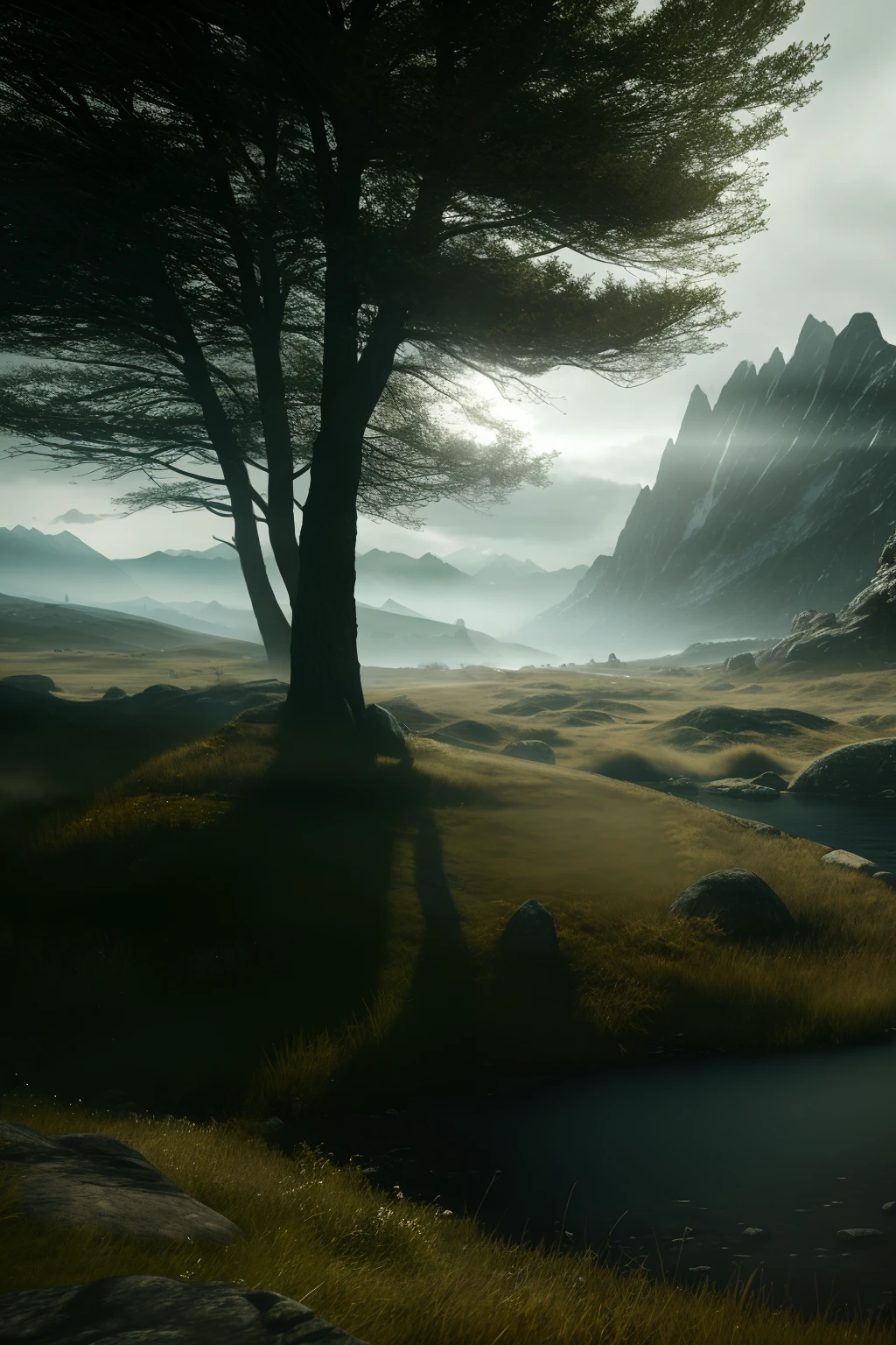 magic landscape,elden ring, dark arts, the witcher,realistic photo,breath taking, sharp lense, professional photographie, 70mm lense, detail love, good quality, unreal engine 5, wallpaper, colerful, highly detailed, 8k, soft light, photo realistic