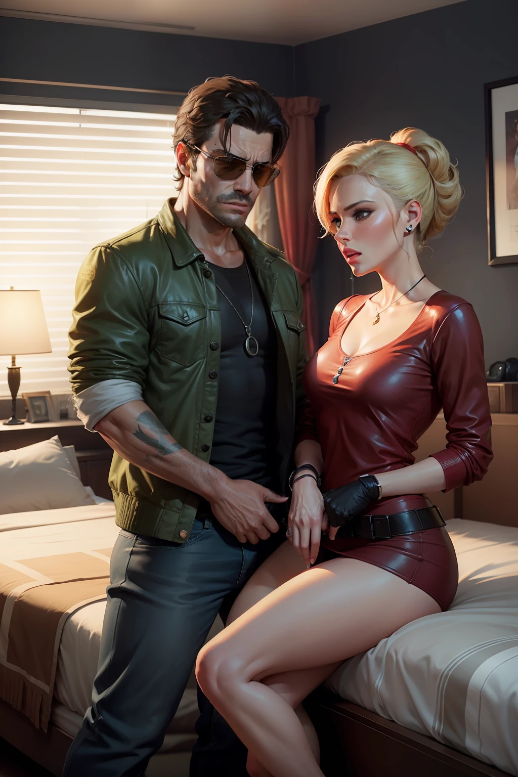 In the bedroom two people point to the conversation GTA style