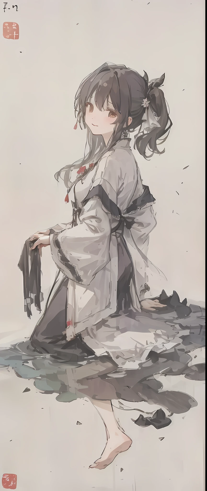 mano，ink wash style