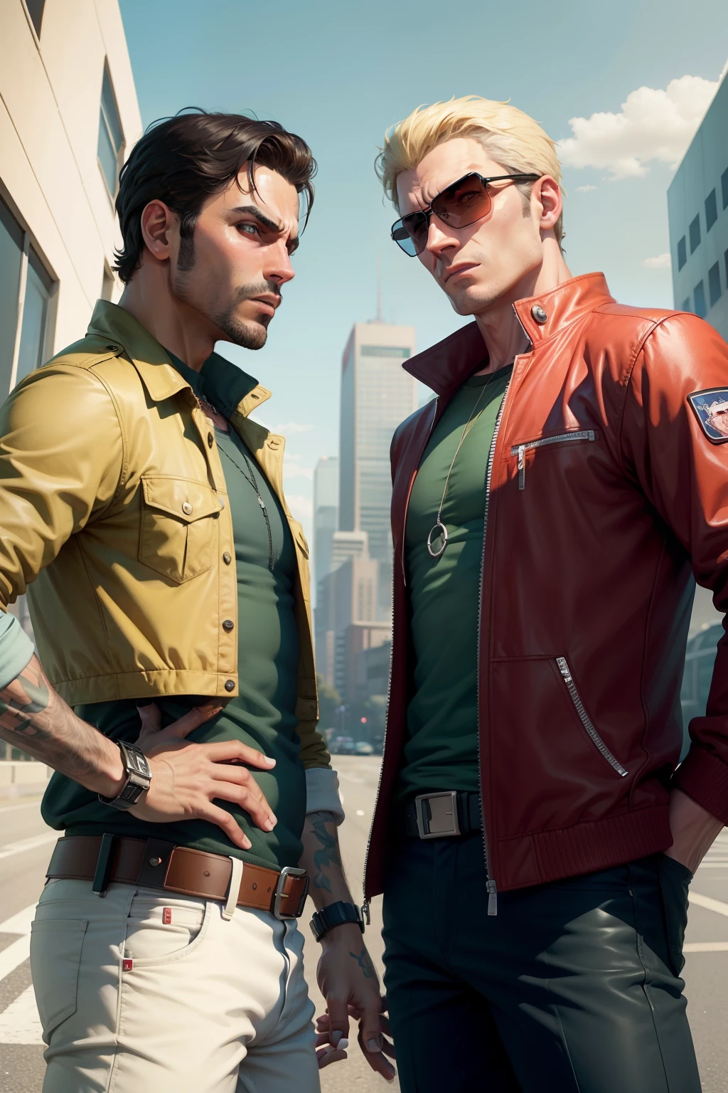 Two men point to the conversation GTA style