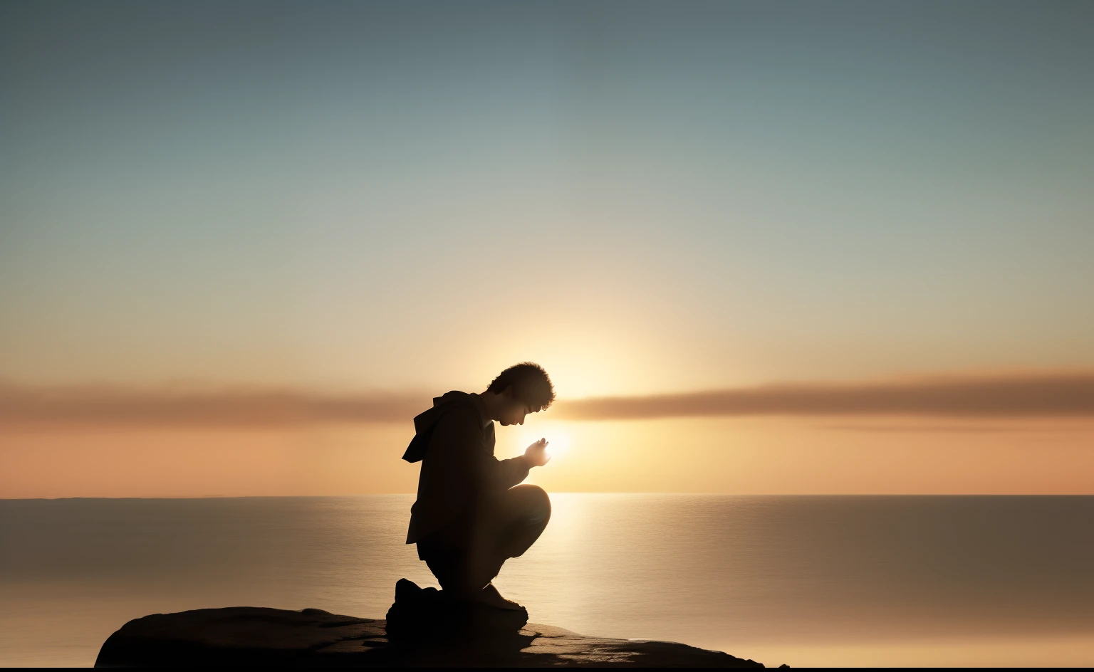 Silhouette of a person standing on a rock with a cell phone, kneeling in prayer, Rezando ao Sol, Ajoelhado, doing a prayer, praying, Pray in meditation, Prayer, ajoelhado e olhando para cima, reconfortante e familiar, he is all alone, praying posture, So leave it to God, Ajoelhado!!, Rezar, sua mente contemplando a eternidade