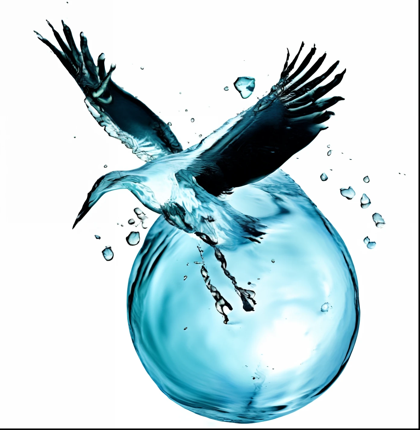 Cranes made of water,Flush out the droplets,Water quality sense,water bloom,corrugation,spatter,delicated,Translucent,Masterpiece,8K,No black