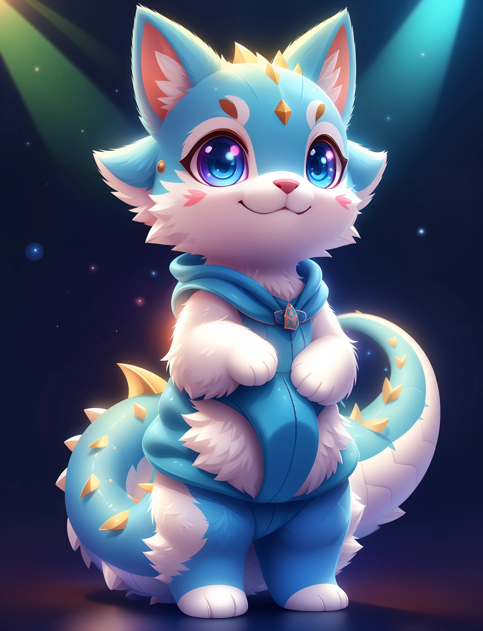 Cute little dragon with different colored eyes, tchibi, adolable, Logo design, Cartoony, movie light effect, 3D vector art, Cute and quirky, Fantasyart, Bokeh, handpainted, digitial painting, gentle illumination, Isometric style, 4K 分辨率, photoreal render, High level of detail clean, Vector image, Photorealistic masterpiece, professional photoshooting, simple space background, flat white background, isometry,vibrant vector
