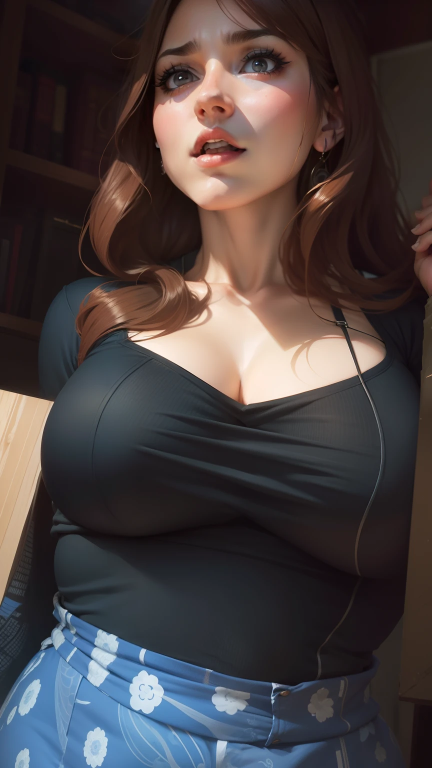Woman with gigantic breasts