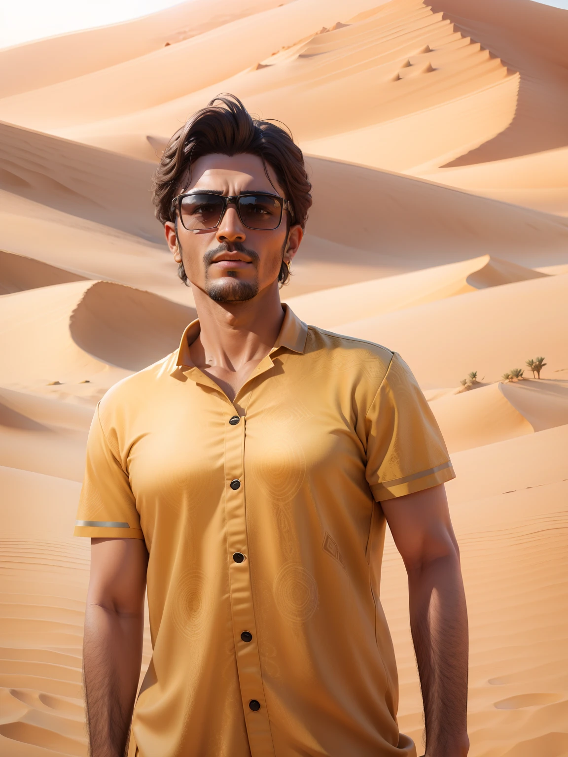 Arabic desert background Arabic dress 8k resulatio realistic face 3d wallpaper