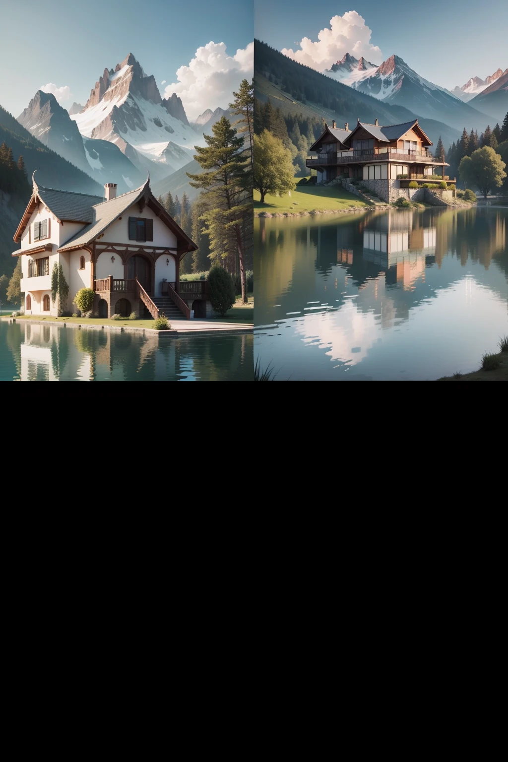 Surrounded by mountains but built in a lake, villa