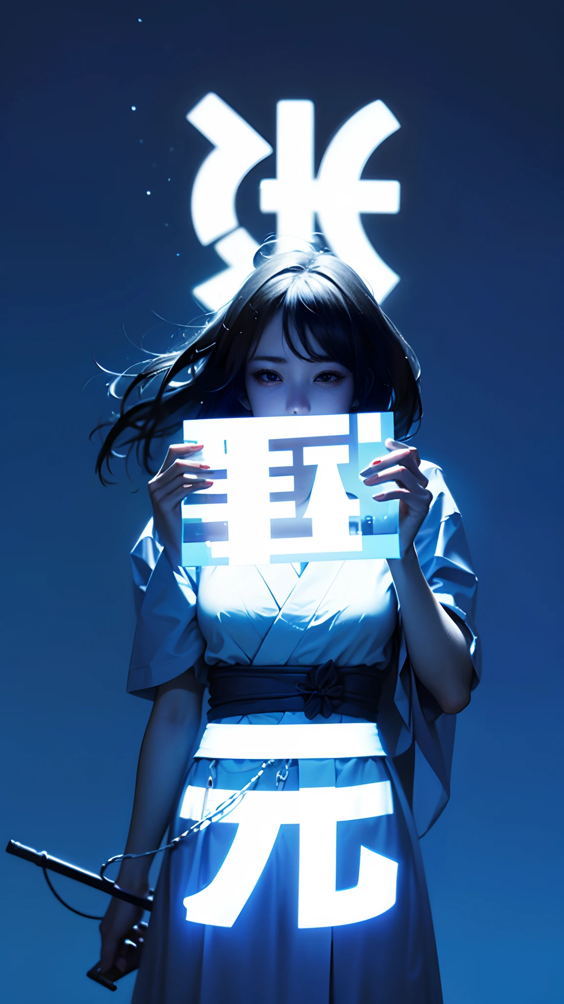 (A girl),soothing tones,pastel colour, High contrast, (Natural skin texture, hyper photorealism, Soft light, Sharp),Shishi Japan of Girls,komono,Blue and white clothes
