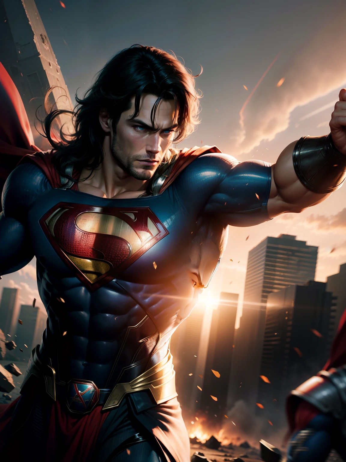 Superman fight thor 8k wallpaper