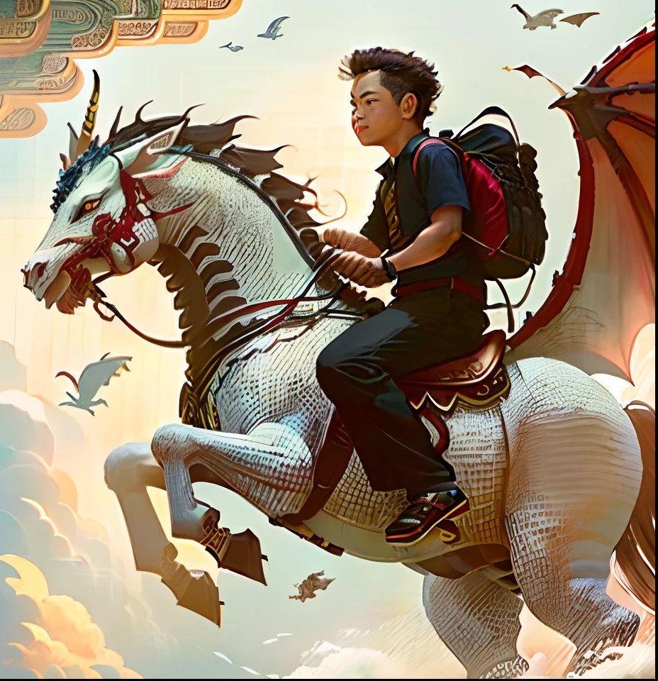 a picture of a picture of a boy riding a dragon, riding a dragon, joe biden riding a dragon, fat dragon with rider, dragon rider, chinese mythology, jesus riding a dragon, javanese mythology, asura from chinese myth, ancient mongolian elon musk, teenage girl riding a dragon, keanu reaves riding a unicorn, male centaur centaur chimera