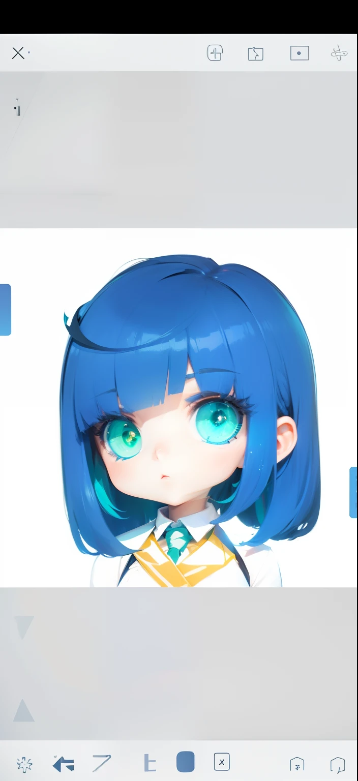 Cold,quadratic element,Rich in detail,dark-blue hair,Green eyes,Q version,short detailed hair,schoolgirls