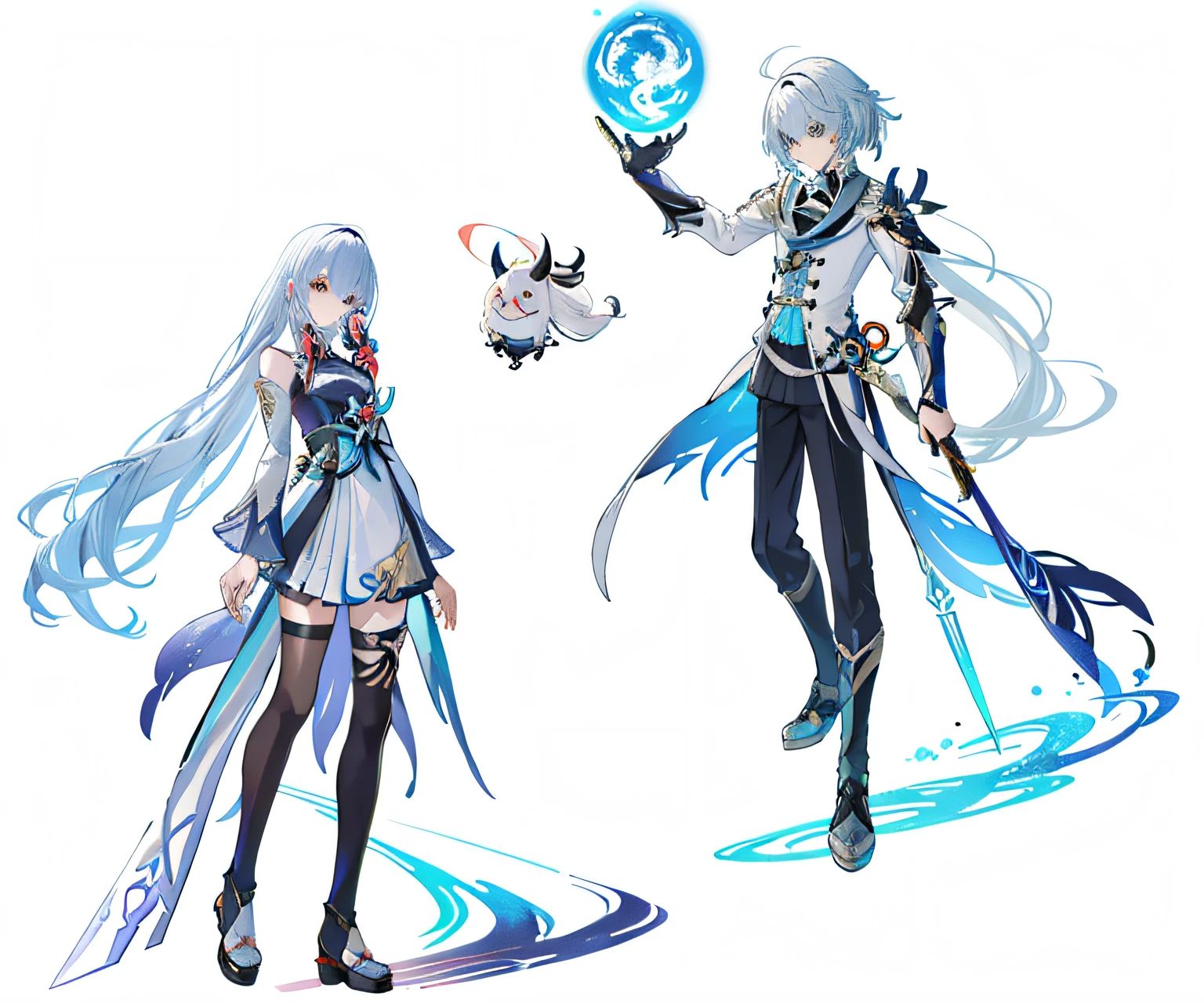 Anime characters are shown in a drawing style with a sword, Ayaka Genshin impact, Genshin impact's character, The angle at which two people look down,Lie on your side around the bright light in the middle,Peaceful feeling,in style of cytus and deemo, From Arknights, ayaka game genshin impact, Genshin Impact style, fate grand order, Keqing from Genshin Impact, Genshin Impact, anime in fantasy style, of a ramlethal valentine,Belle peinture de personnage,Guviz,Guviz-style artwork,White-haired god,Yang J,Epic and beautiful character art,Stunning character art,FAN Qi,Wu Zhun Shifan,Guvitz at the Pixiv Art Station