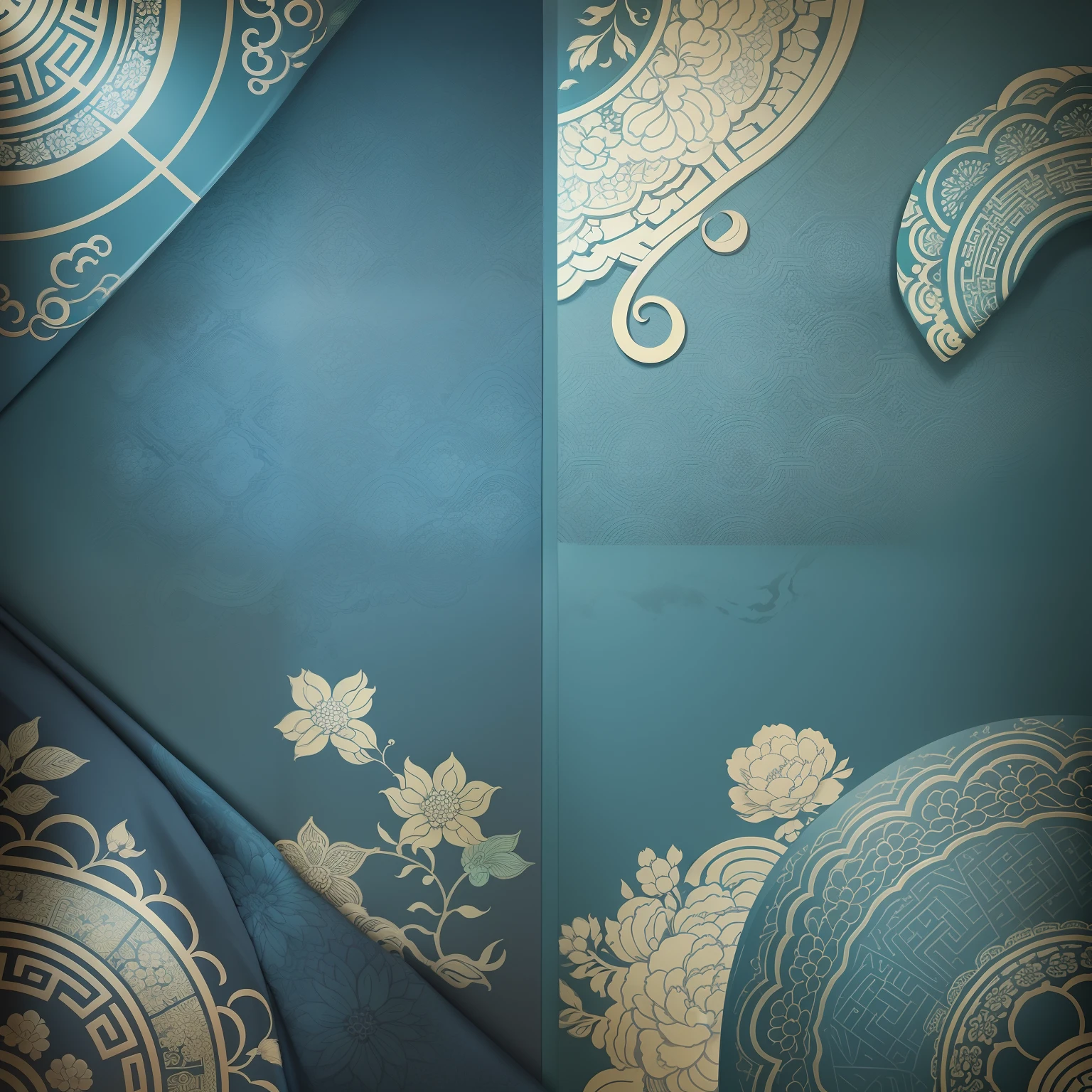 Textile pattern design,pattern designs,China-style,Traditional Chinese patterns,Vector Image,four square continuous,blue green