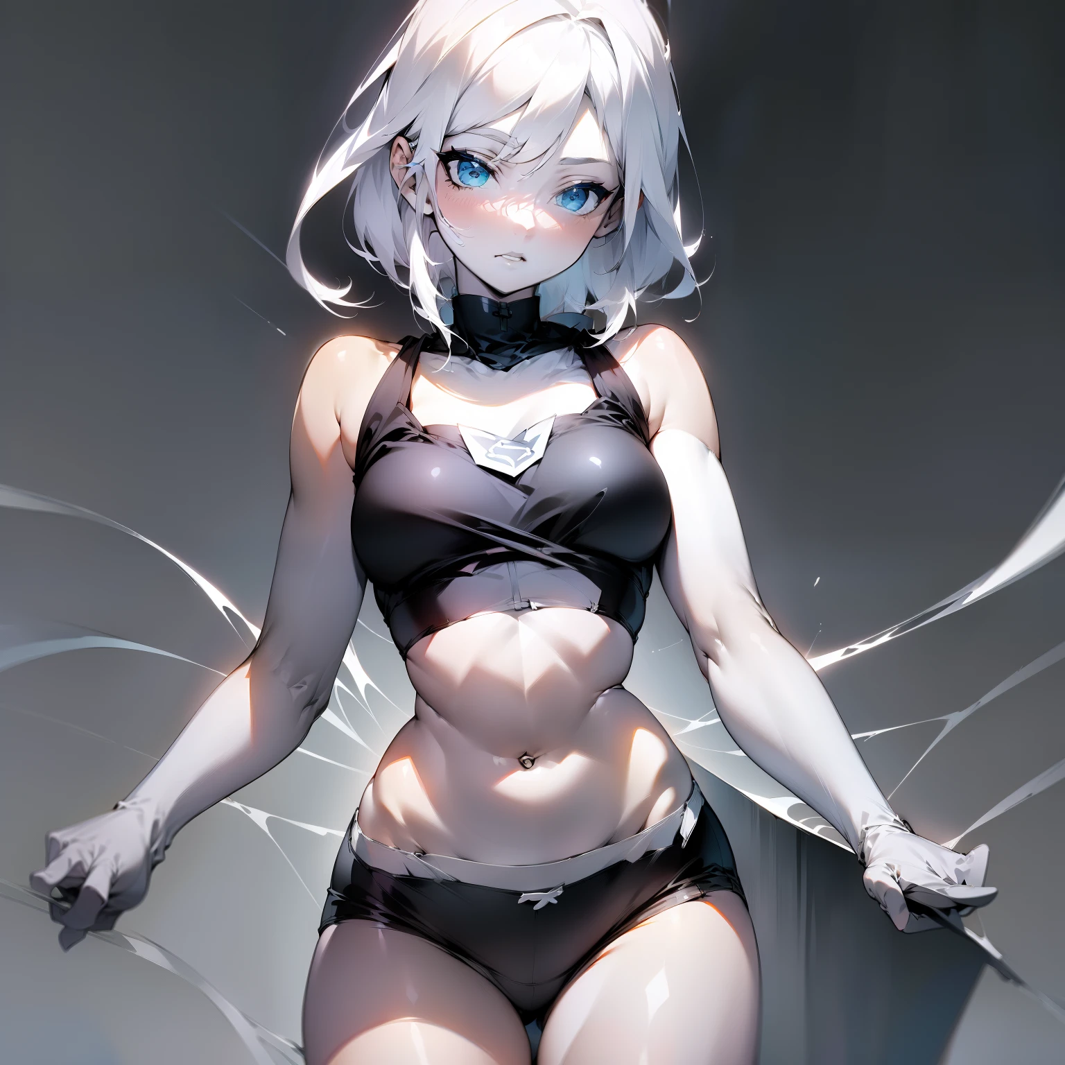White haired girl Panties Underwear Minimalist Style Frozen Comic Style Monochrome background