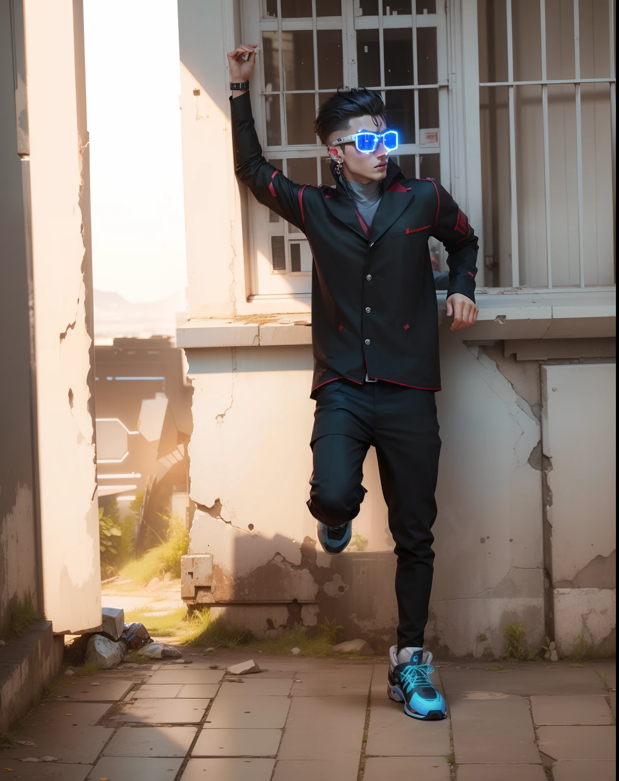 Change background cyber punk handsome boy realistic