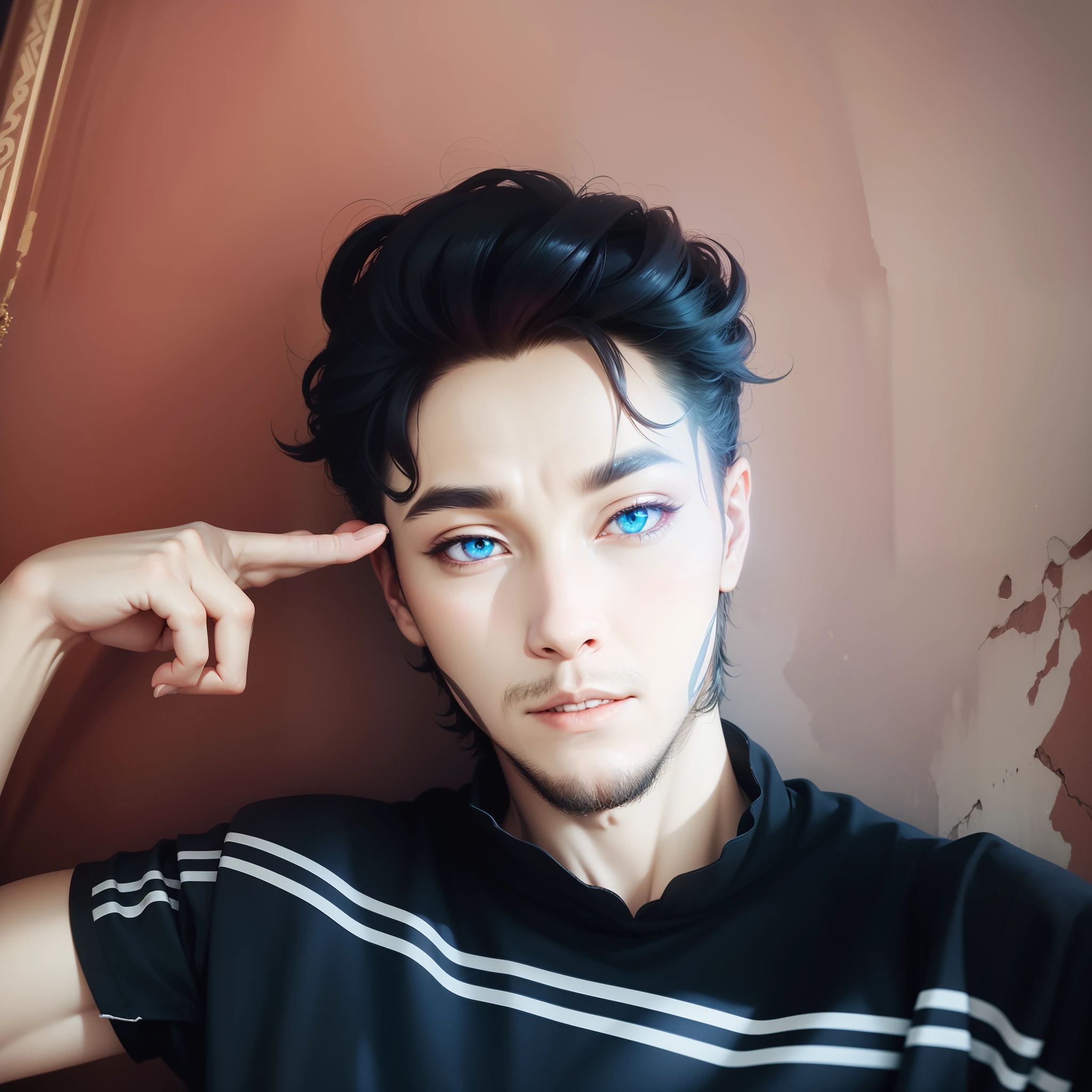 demon slayer : Demon doma character, mythology God boy , ancient anime character ultra realistic 8k, rainbow colour eye, without beard