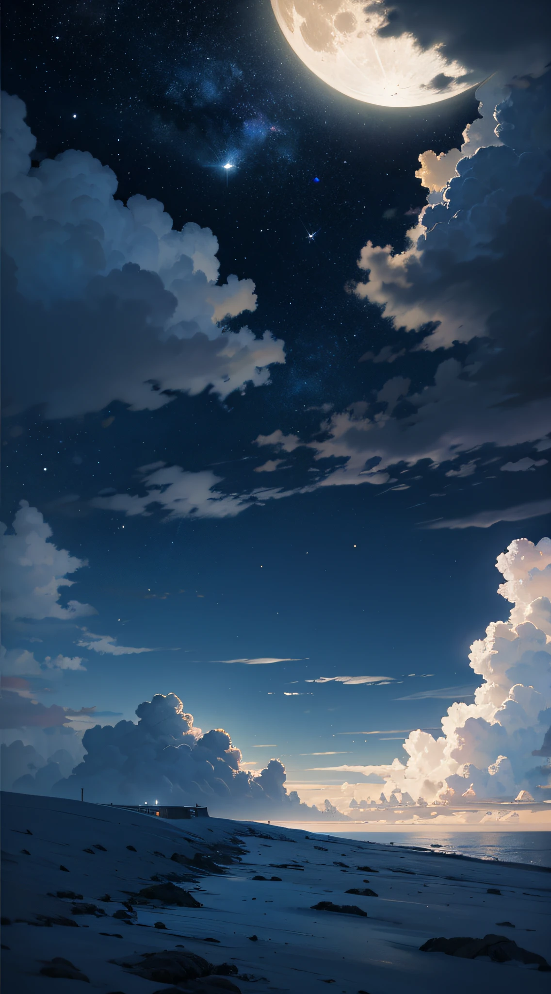 themoon，starrysky，​​clouds