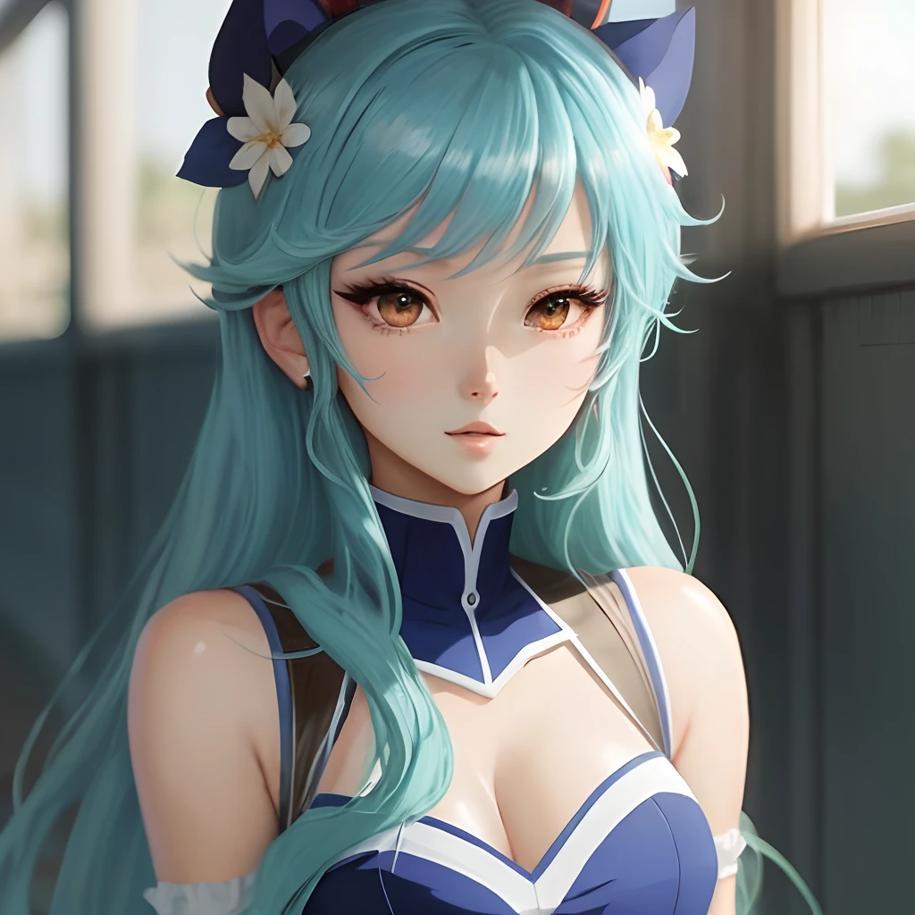 Beauty blue anime style