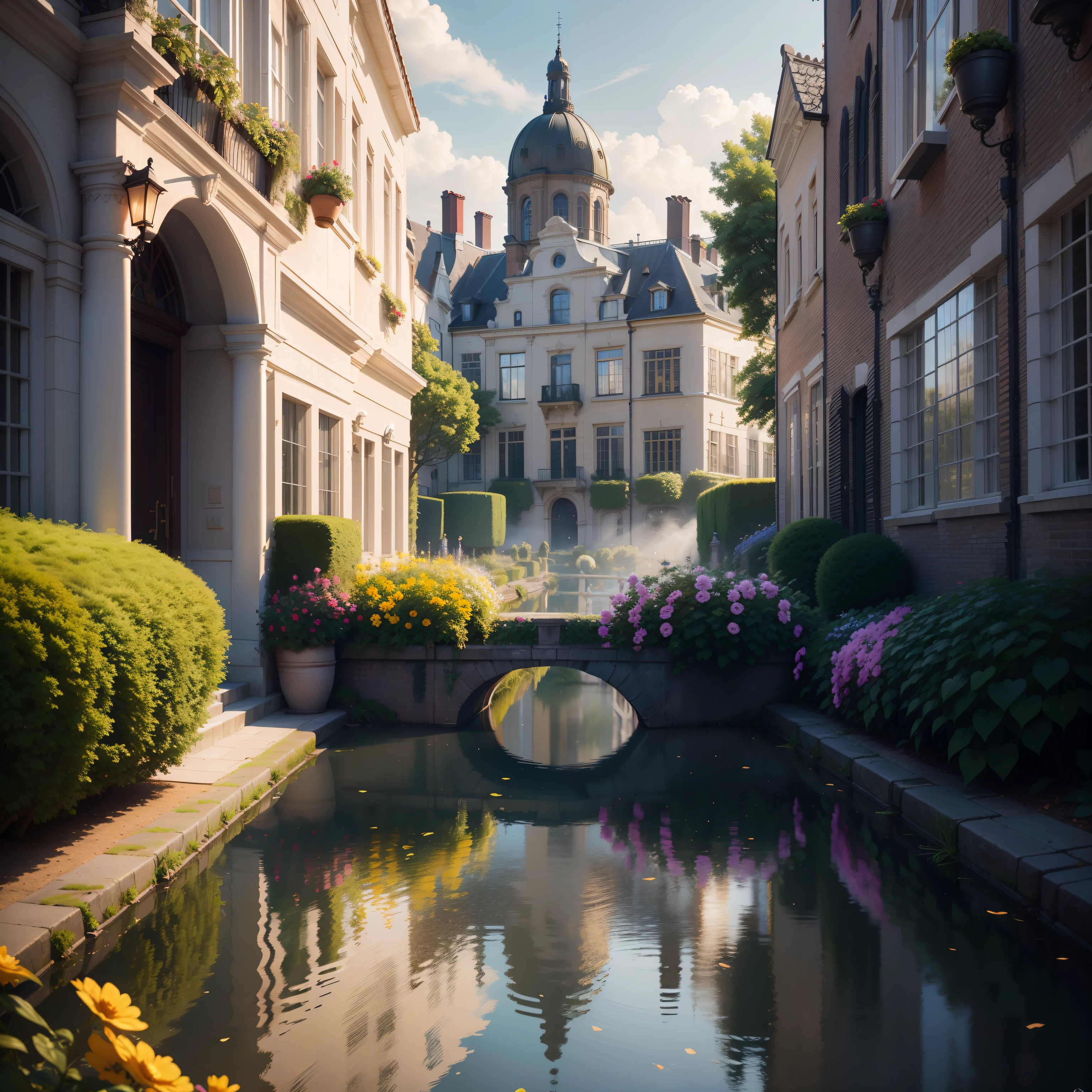 tmasterpiece，Best quality at best，high qulity，the Extremely Detailed CG Unity 8K Wallpapers，Classical European gardens，scenecy，amsterdam，Winters，（（nevando）），exteriors，Skysky，In the daytime，scenecy，Eau，The tree，blue-sky，waterfallr，naturey，lakes，rios，mostly cloudy sky，award winning photography，bokeh，depth of fields，HDR，blooms，color difference，真实感，The is very detailed，Trends on Artstation，Trends on CGSociety，iintricate，high detal，dramatics，Midjourney art