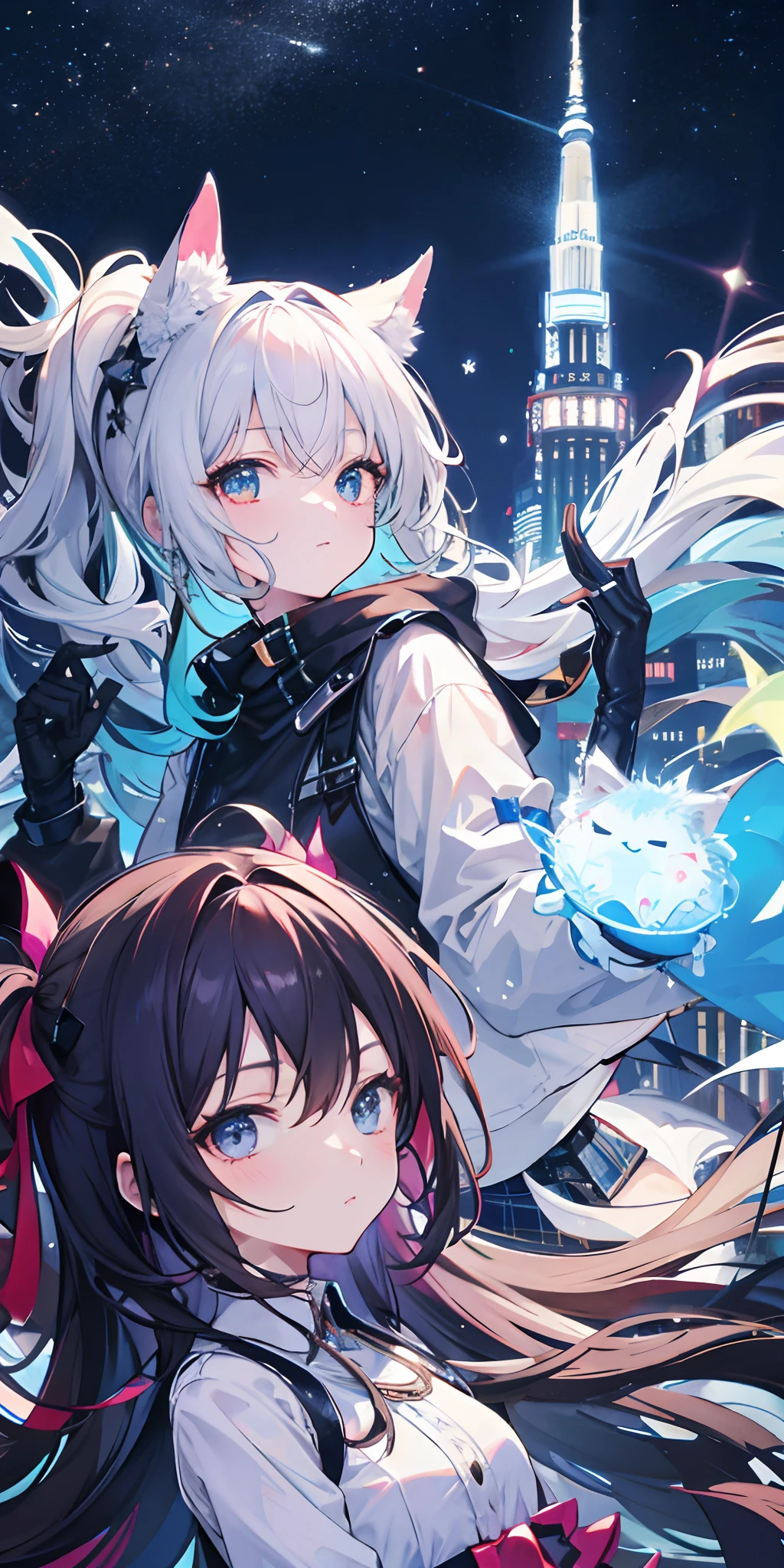 2girl,nightcity,