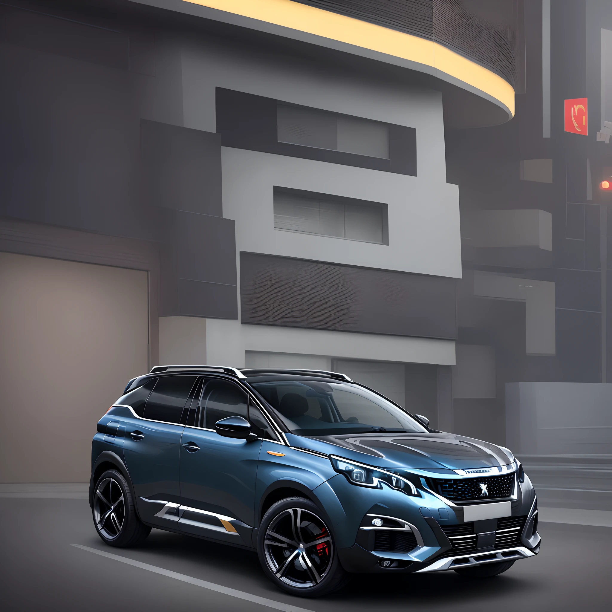 Hight quality, Peugeot 3008 update bodykit, street, cyberpunk, city night