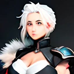 Female character with white hair,red pupils,Exposing plump breasts。