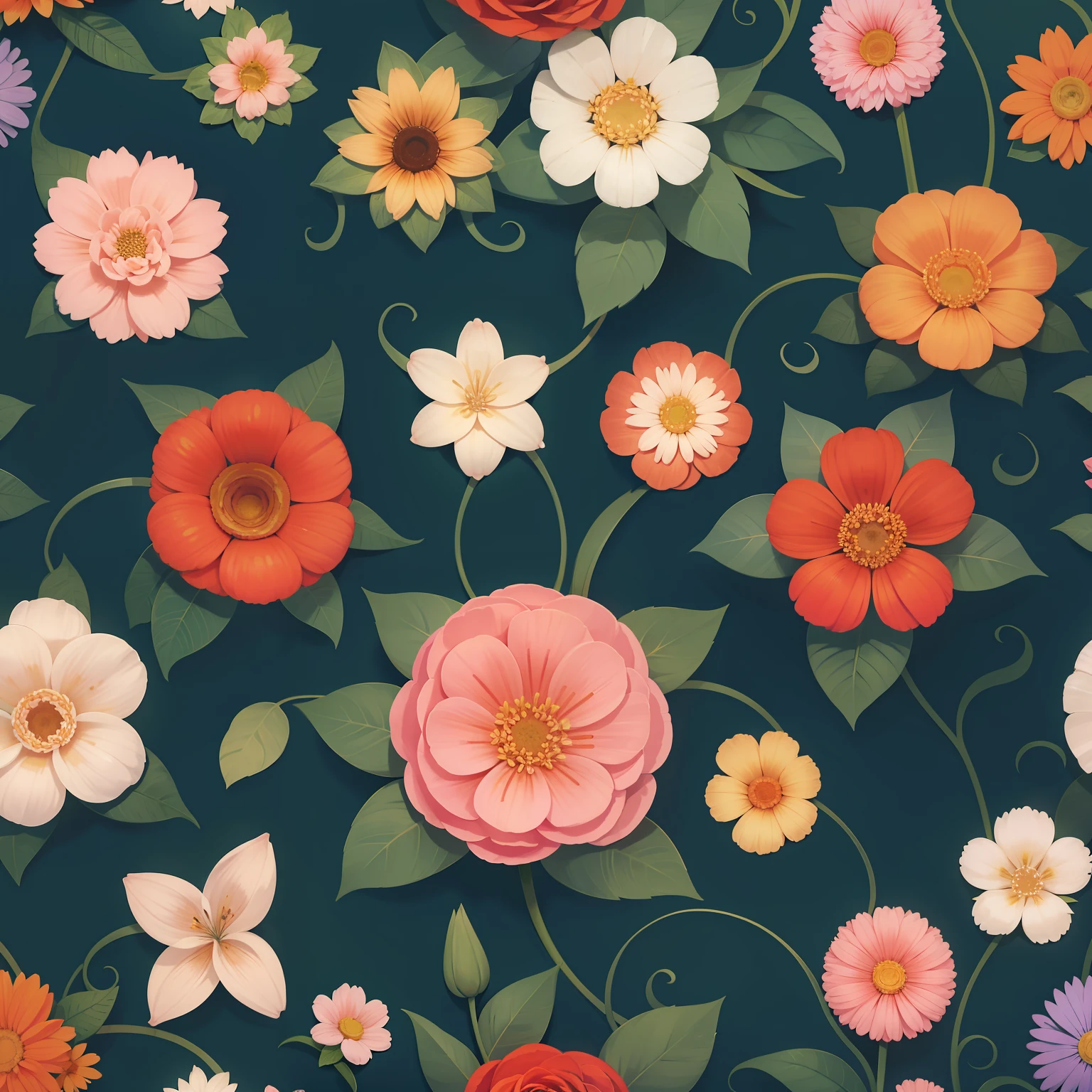 Seamless pattern of beautiful flowers
