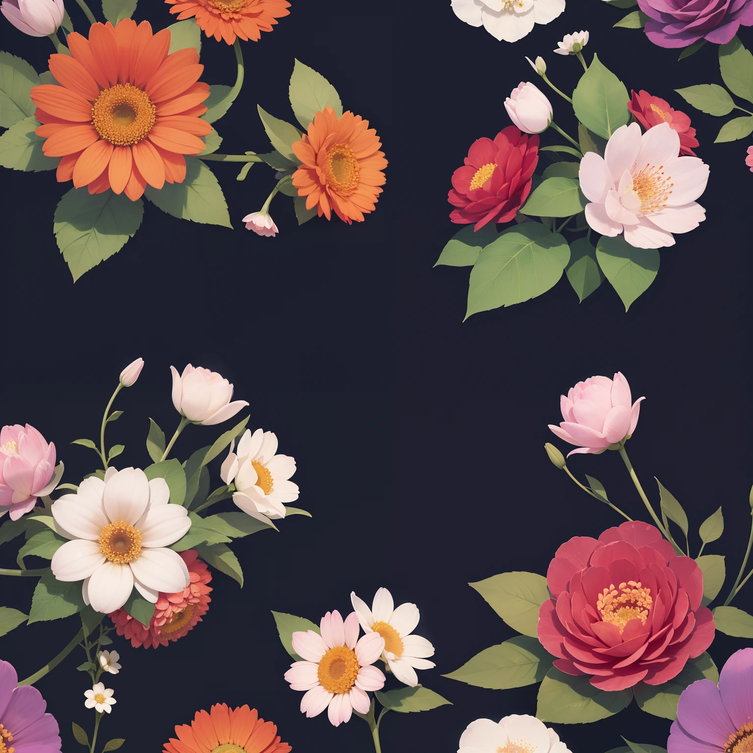 Seamless pattern of beautiful flowers