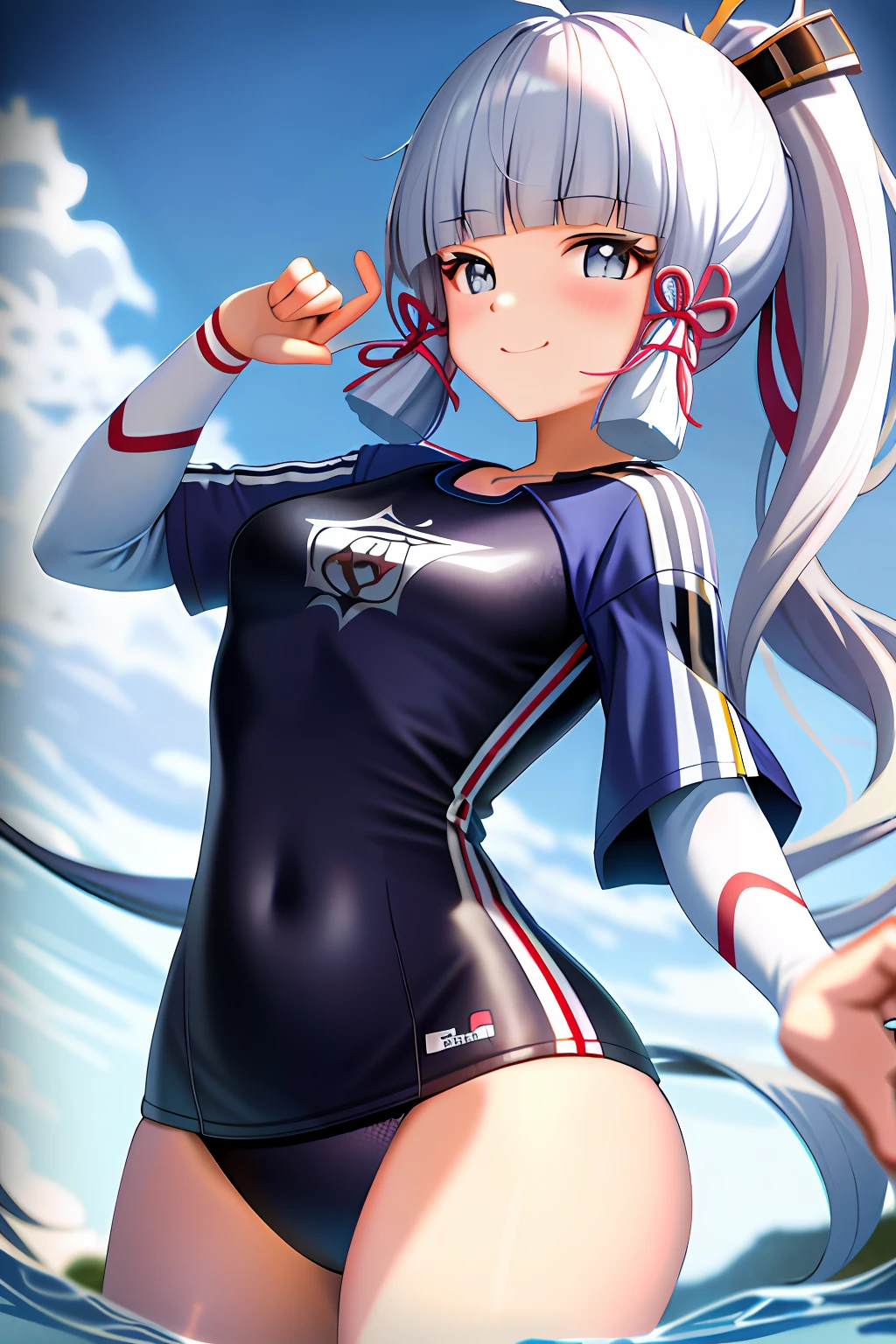 tmasterpiece,A high resolution,best qualtiy,kamisato_Ayaka,ssmile,Swim clothes