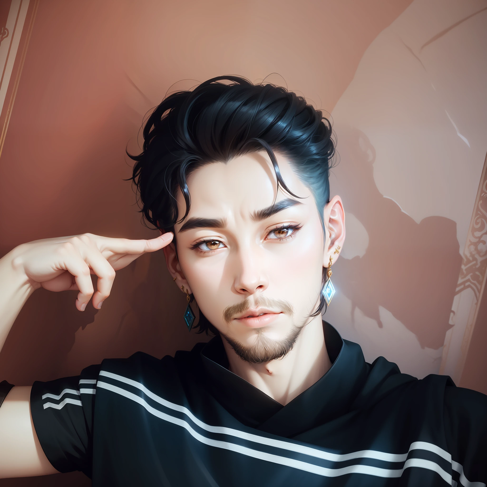 God of Warrior , mythology attractive tasteful God boy , only gold earrings, ancient anime character ultra realistic 8k