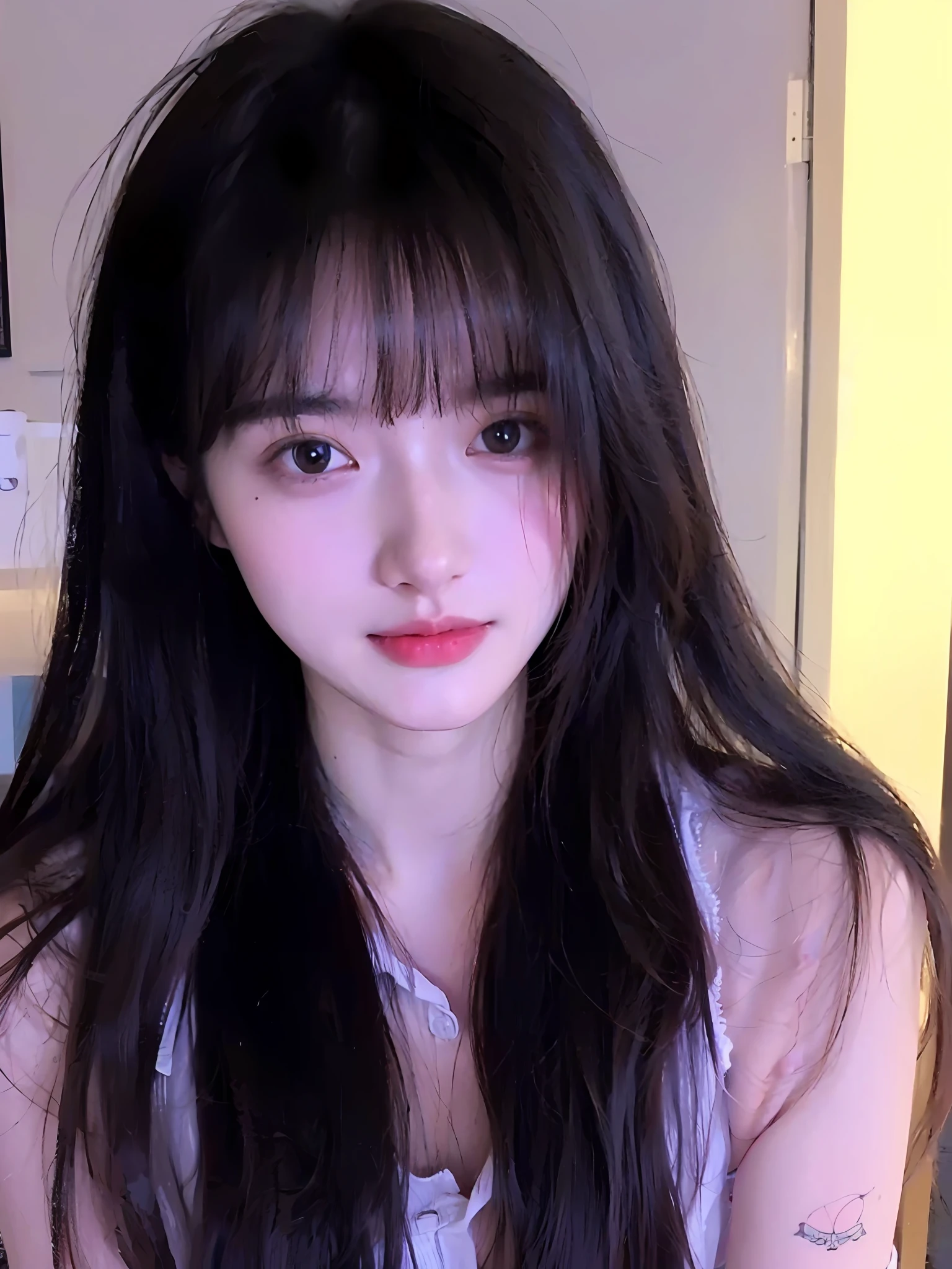 (Large breast:1.4),(open shirt:1.4),(Best quality,masterpiece,ultra high res,(photorealistic:1.4),1girl,(16 years old:1.4),(partially unbuttoned:1.5),