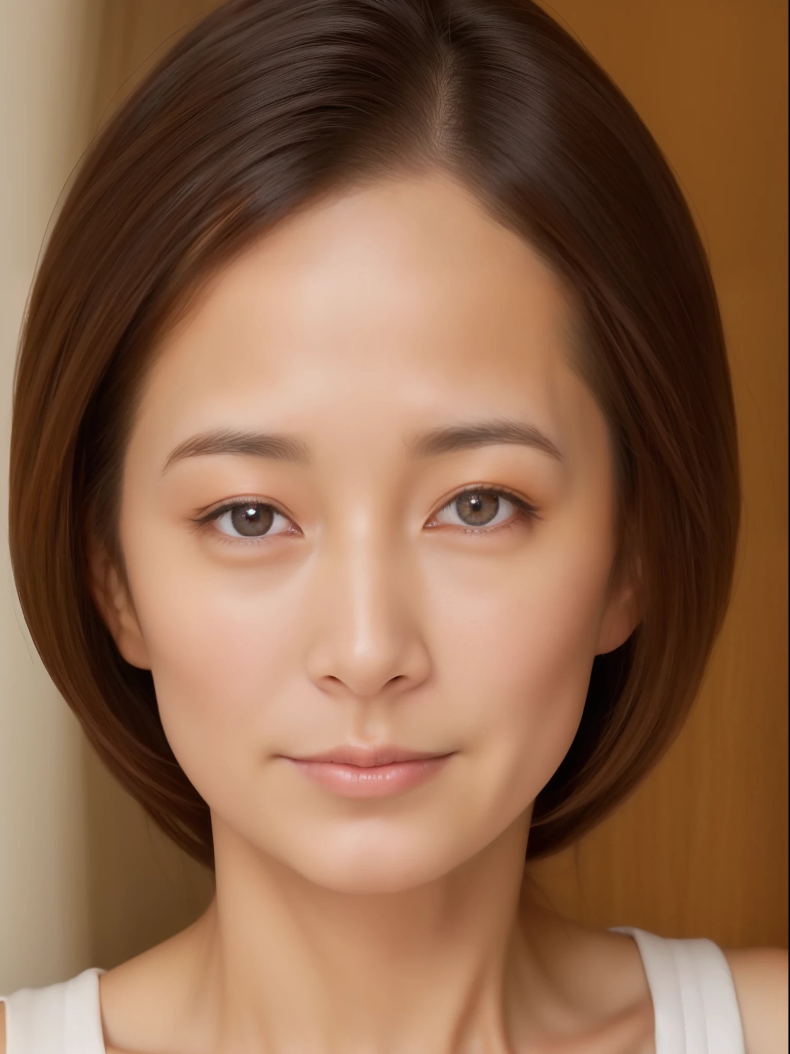Beauty woman、50 years old、Fine wrinkles on the face、Hotel、nudde