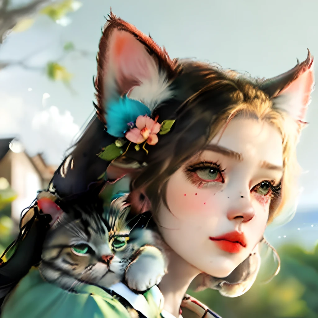 Tsundere cat lady with black hair