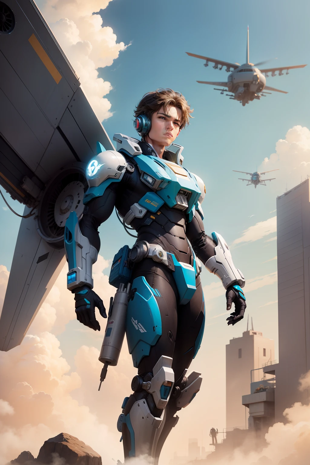 Mech boy,Sky flight,Latter-day background