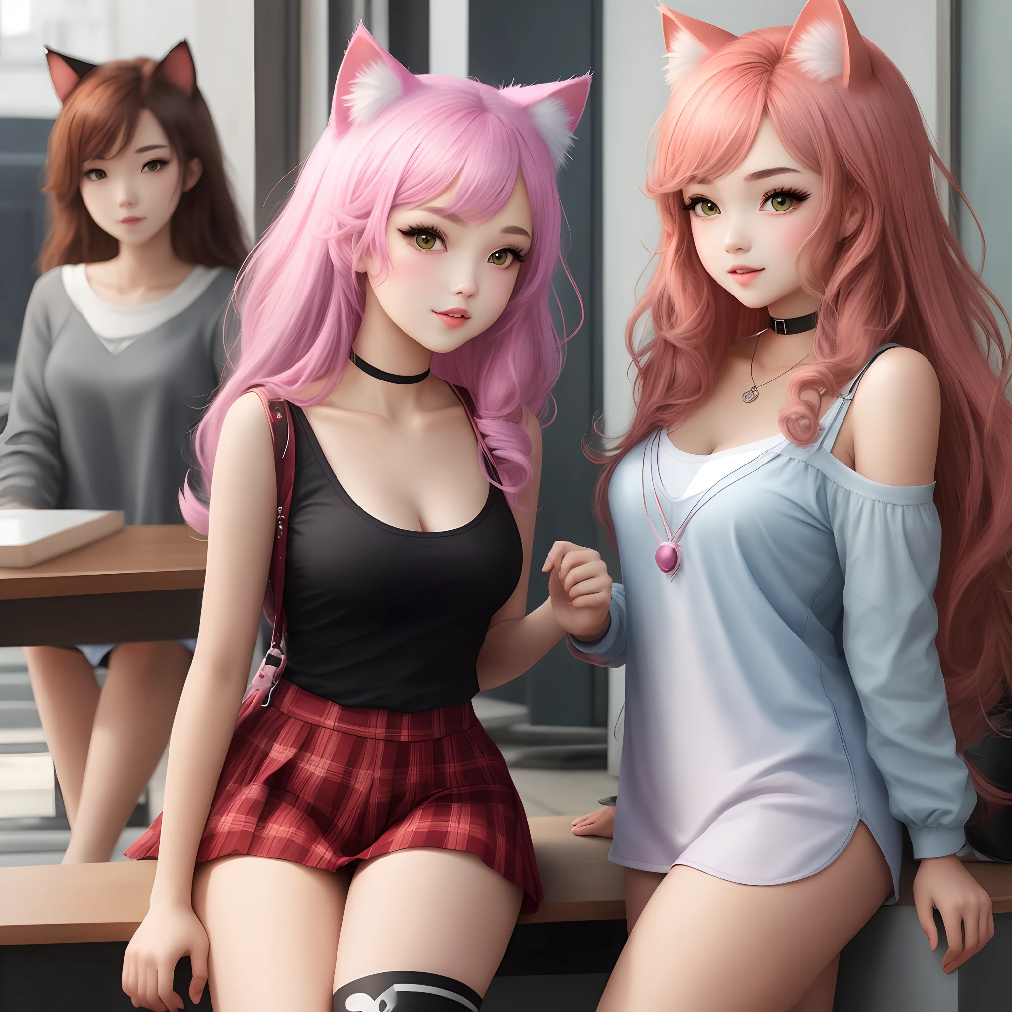 s girl，cat ear，pantiess