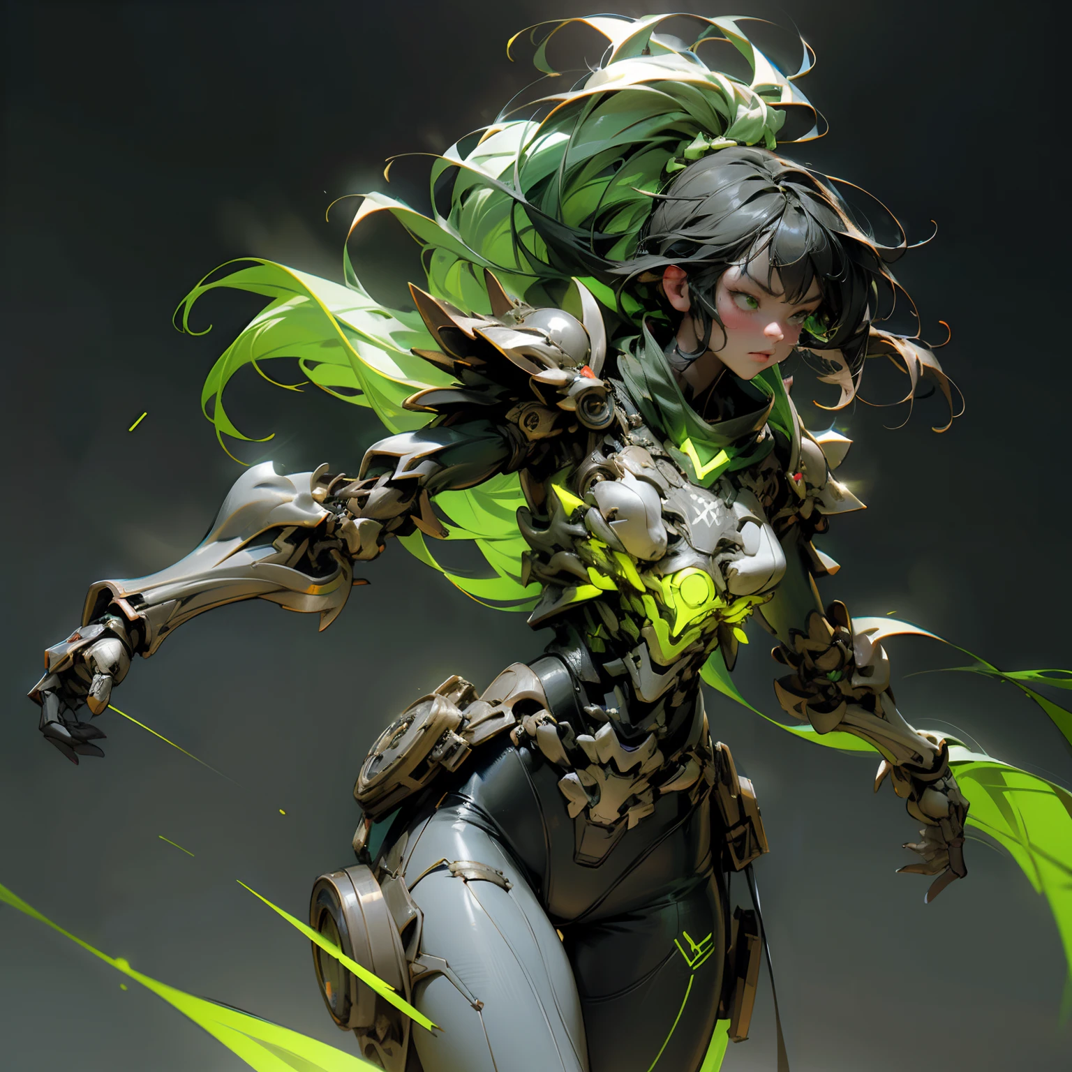 REAL SKIN WRX62, REFLECTIVE SKIN MH66, VSGX62, REAL LIFE 5D PRO, NVDIA, AMD GRAPHICS, EPIC PORTRAIT, MOVIE STYLE DYNAMIC LIGHTING PRO, PERFECT DETAILED FACE (neon green skeleton cyberpunk girl, heavy warrior armor, floating flaming neon skulls in background, GREEN NEON CROSS SYMBOL, long hair cute) highly detailed, micro detail, intricate, 8K, hyper detailed, realistic render, unreal engine, hyperrealistic, lifelike, very coherent, fantasy, cinematic lighting, at night, epic composition, masterpiece, cinematic, [centered], [perfect body], [perfect anatomy], [perfect hands]