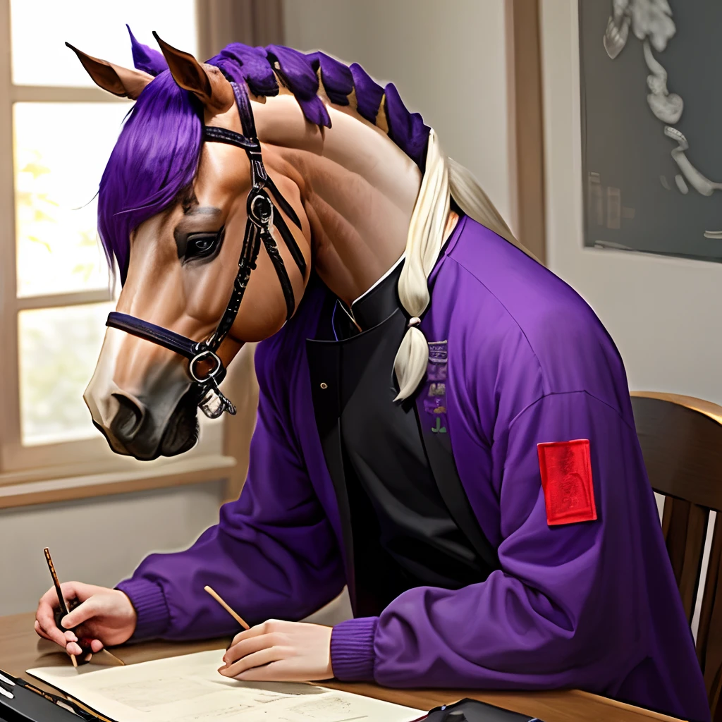 Keqing is wearing purple clothes，dual horsetail，Purple hair