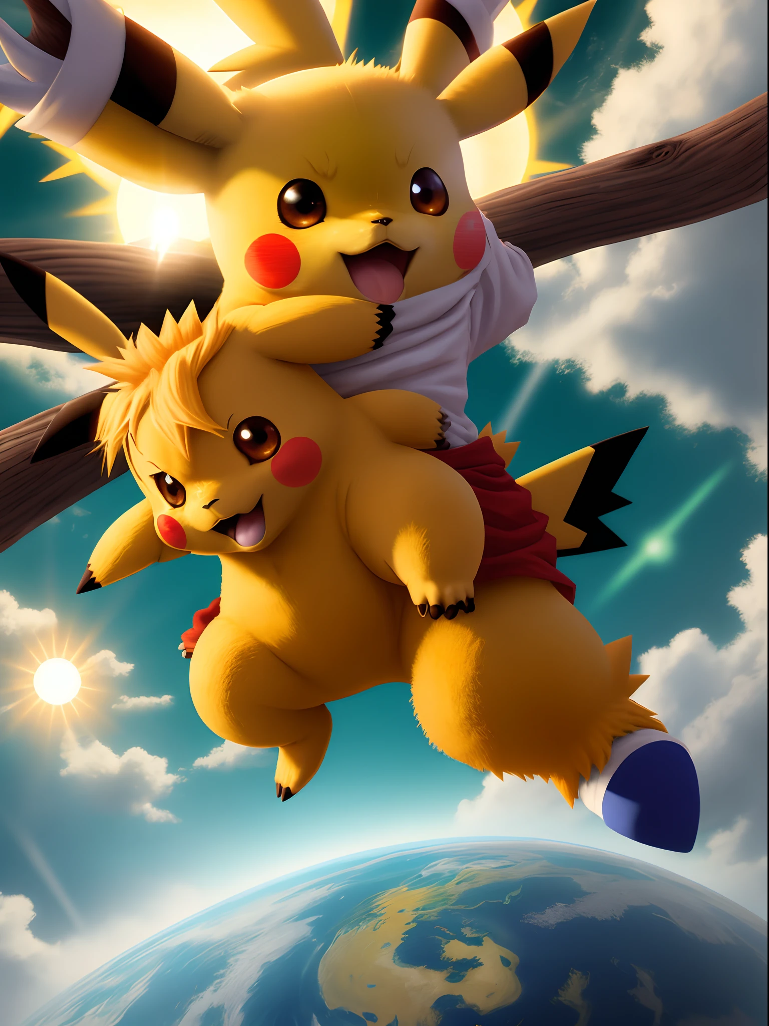 Pikachu Sun Goku makes a big fuss about the other world