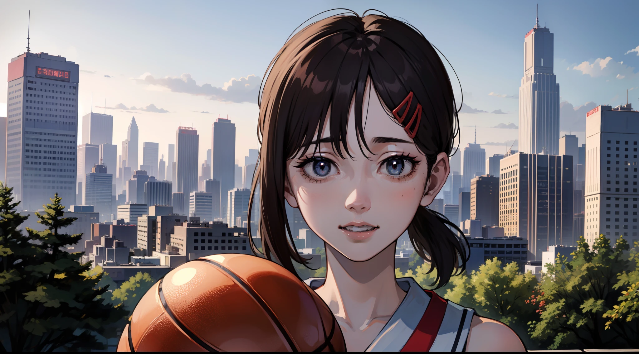 (masterpiece), best quality, expressive eyes, perfect face, (basketball), scenery, landscape, japan