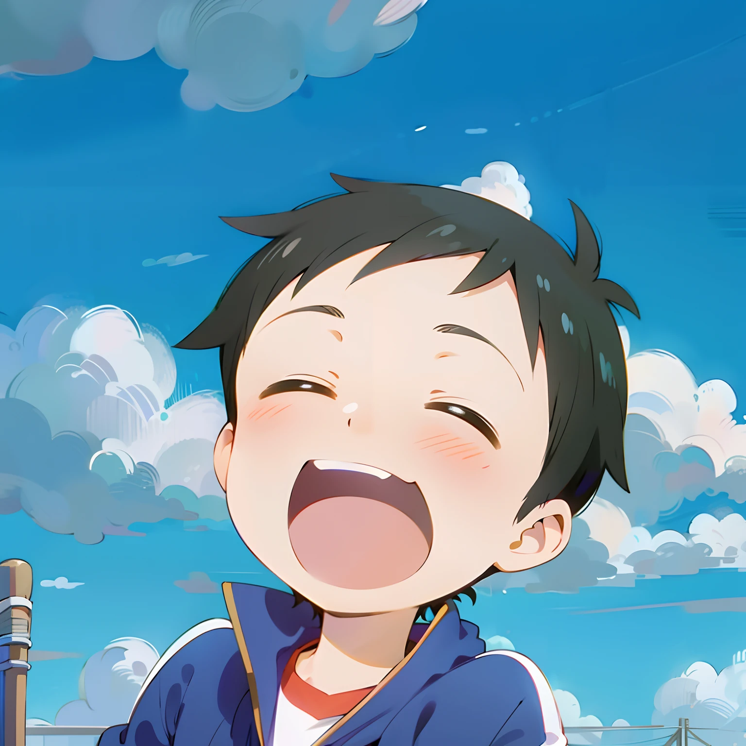 Anime boy with black hair and blue jacket holding microphone, nichijou, nagatoro, mamoru hosoda, ponyo hayao mitazaki, ehime, in the anime film, shuushuu anime image, Safebooru anime image, tanaka suguru, hiro, kentaro, anime big breast!, Today's featured anime stills
