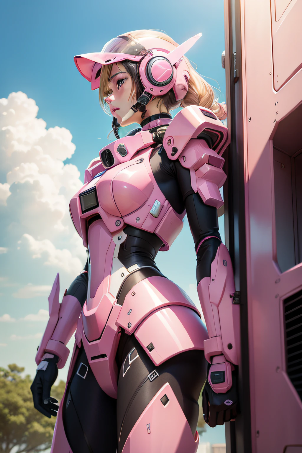 in pink,mechs,Clear skies,Cool