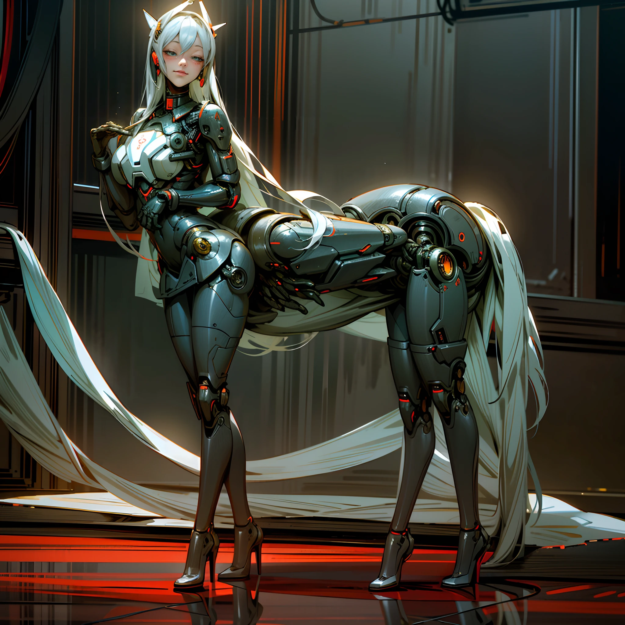 Dark_Fantasy,Cyberpunk,(chain saw,chain saw man,Red:1.1),1man,Mechanical marvel,Robotic presence,Cybernetic guardian, wearing a worn-out mech suit, intricate, (steel metal [rusty]), elegant, clear focus, shot by greg rutkowski, soft lighting, vibrant colors, masterpiece, ((street)), cowboy shot, dynamic pose,