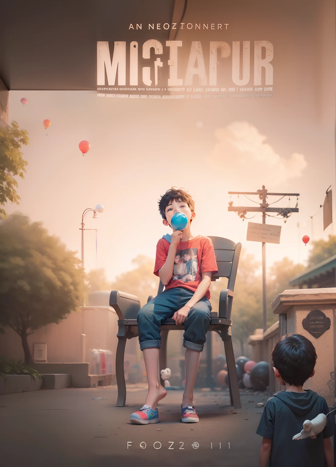 A boy, zoo, many balloons, happy, happy, perfect quality, clear focus (clutter - home: 0.8), (masterpiece: 1.2) (realistic: 1.2) (bokeh) (best quality) (detailed skin: 1.3) (complex details) (8K) (detail eyes) (sharp focus), (happy) full body, two , clean background, long view composition, 85MM SHOT
