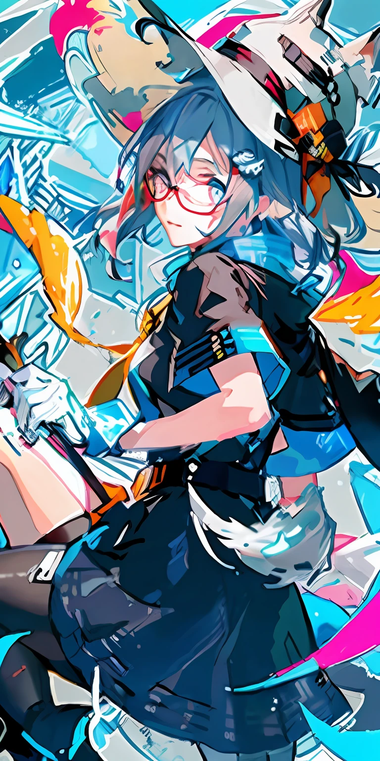 Anime girl with hat and sword on blue background, pixiv daily ranking, An anime cover, Detailed key anime art, Best Rated on pixiv, Pixiv style, pixiv 3dcg, trending on pixiv, high detailed official artwork, Featured on Pixiv, Kantai collection style, Popular on Pixiv, vivd colour.digital 2d