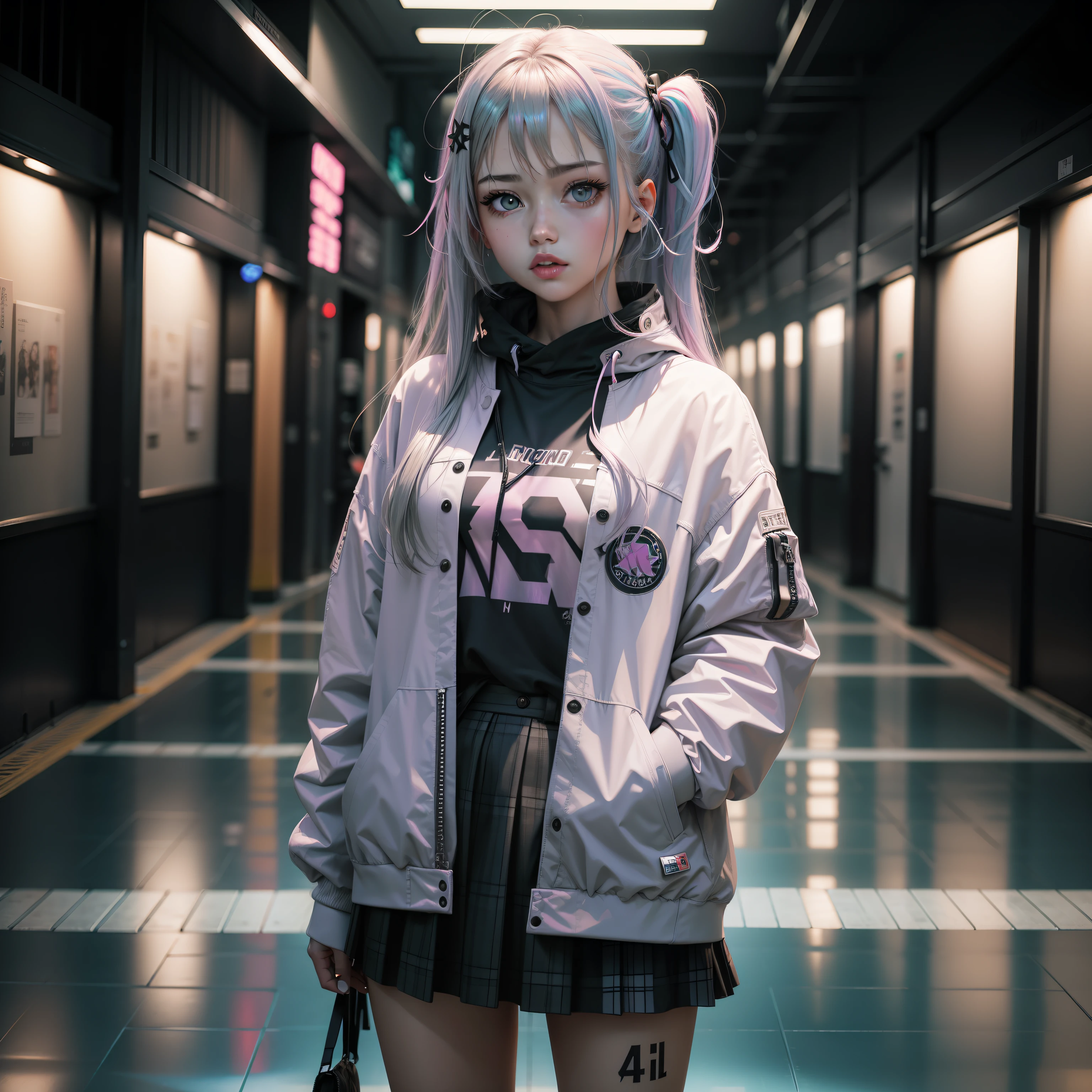pretty female grunge girl in HolographicParadox world —ar 4:5 —niji 5