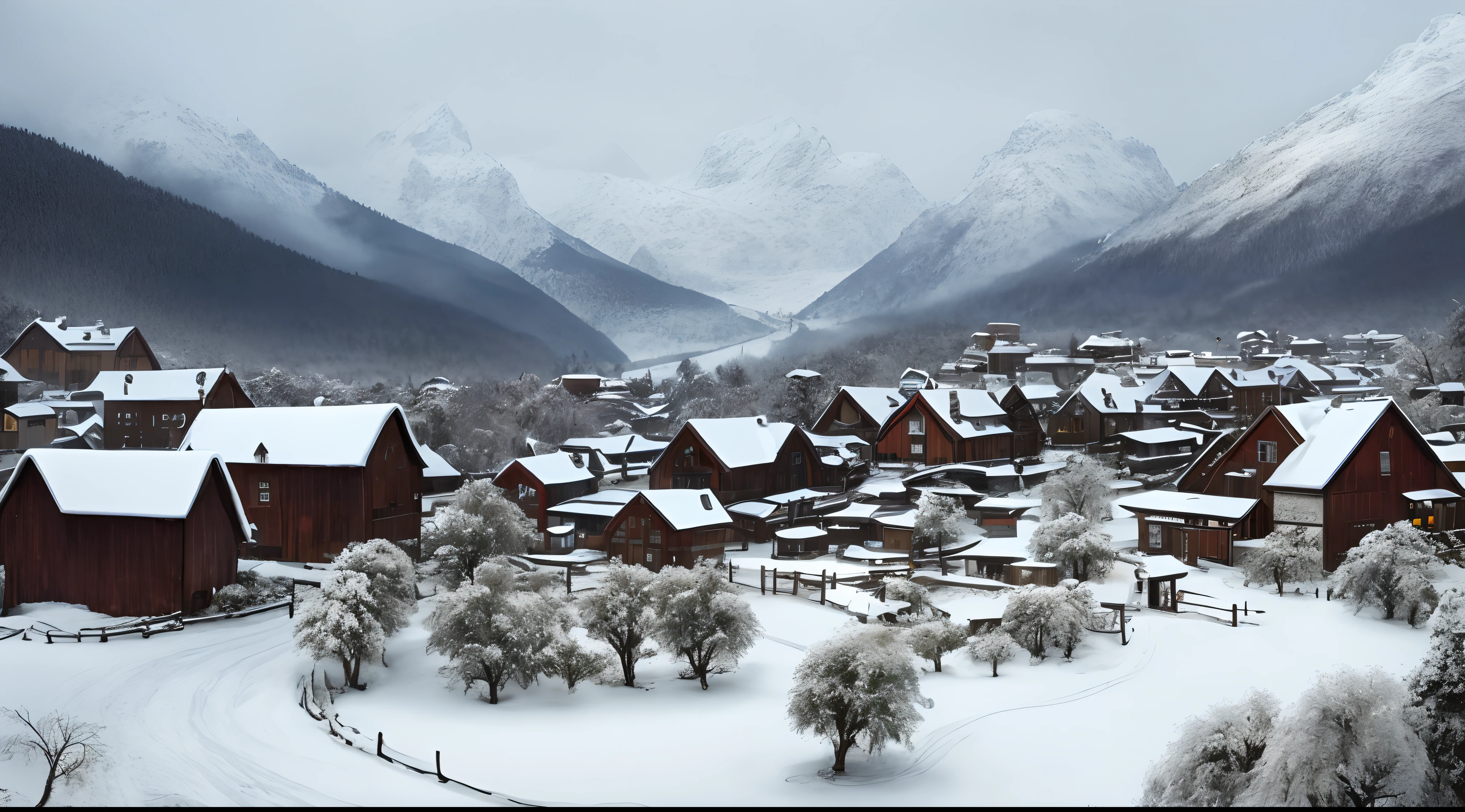 Snow-covered village