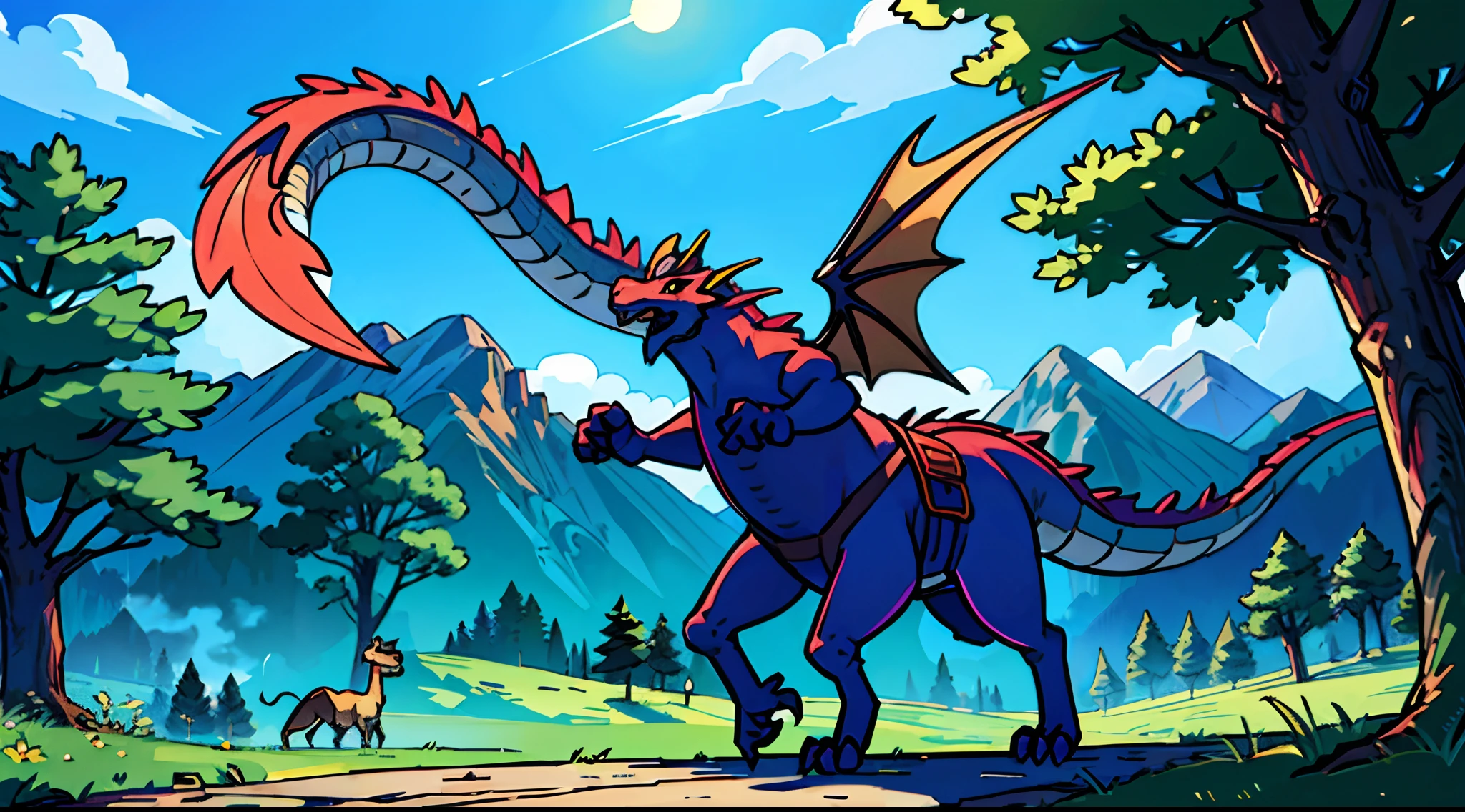 Western fantasy,There are oriental dragons,ln the forest,Skysky